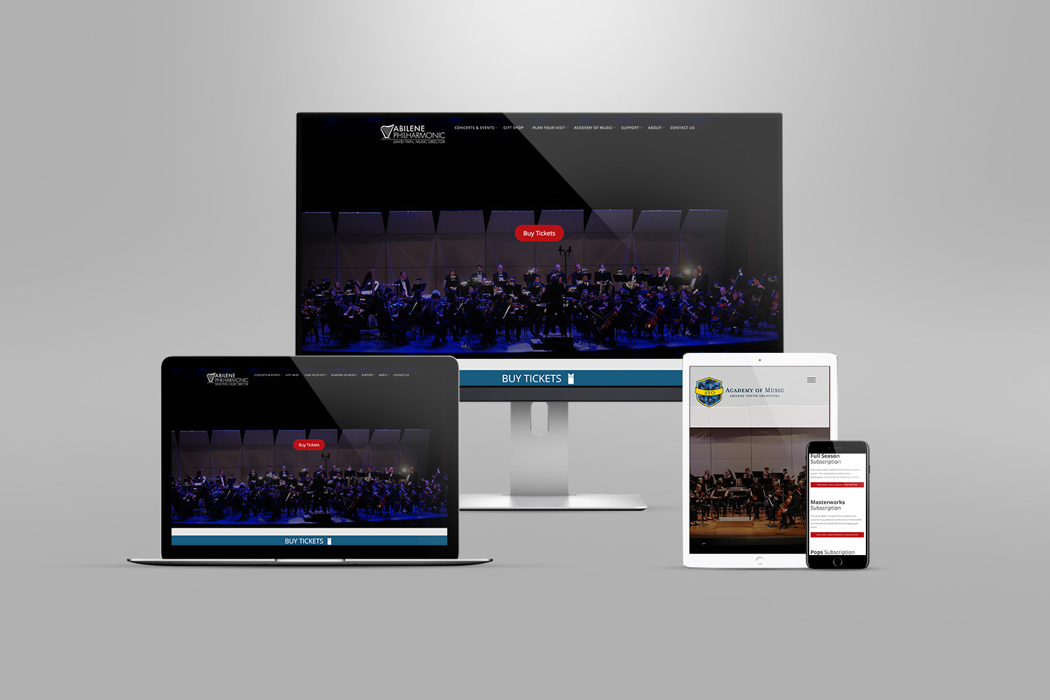 website mockup for abilenephilharmonic.org