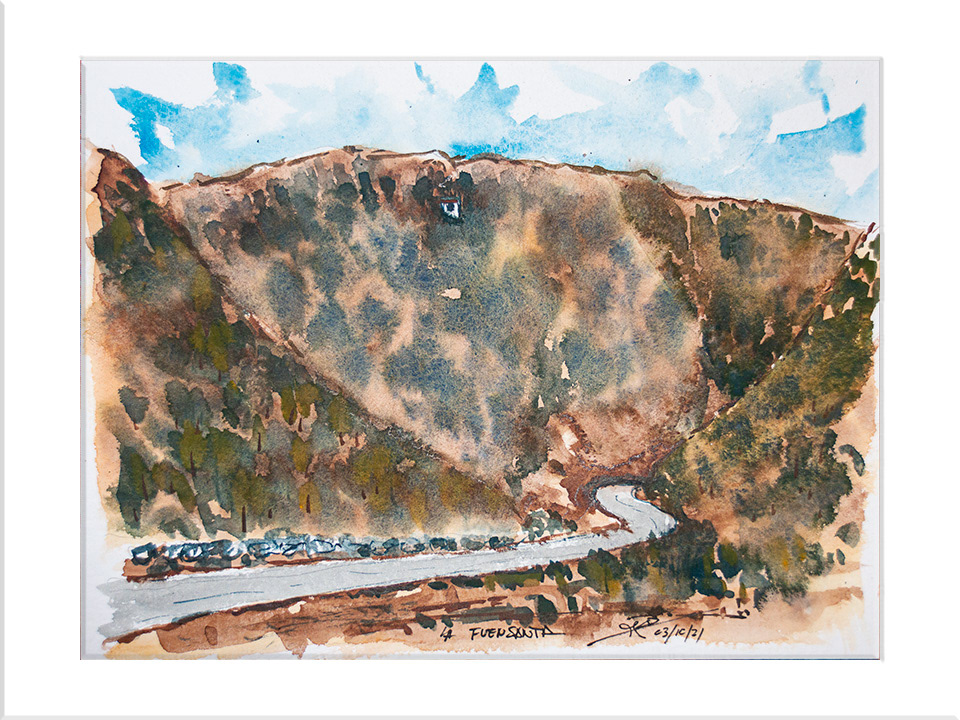 Ermita de la Fuensanta, Villel. Acuarela, 24x32cm