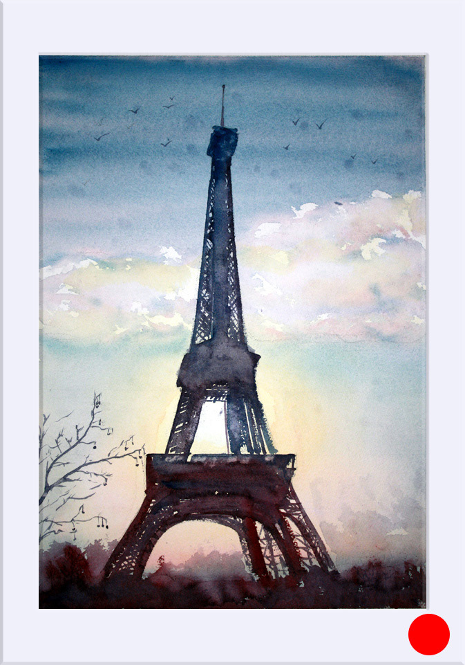 "Torre Eiffel " - Acuarela, 37.5 x 53 cm