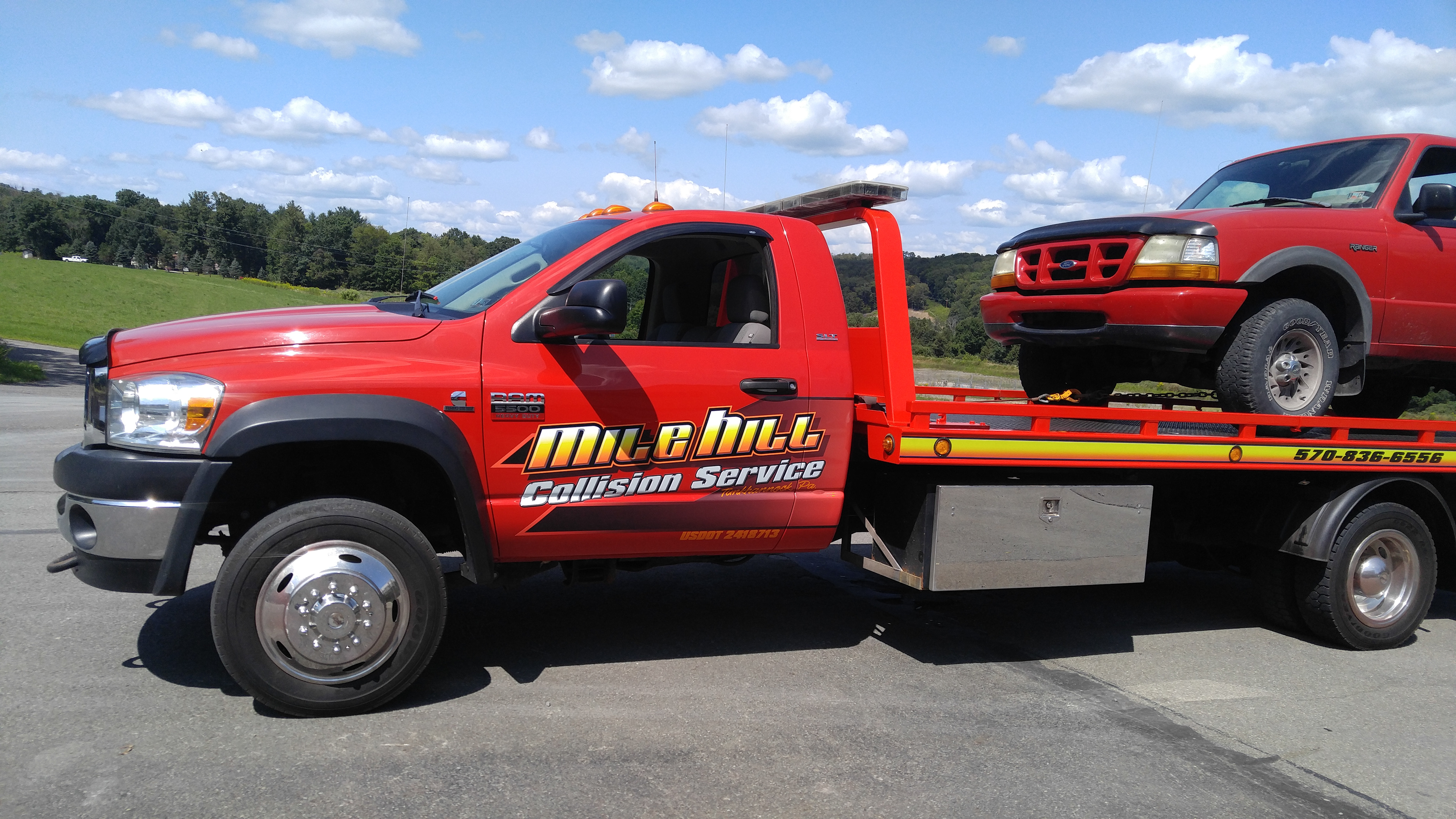 Printed and laminated lettering for Mile Hill Collision