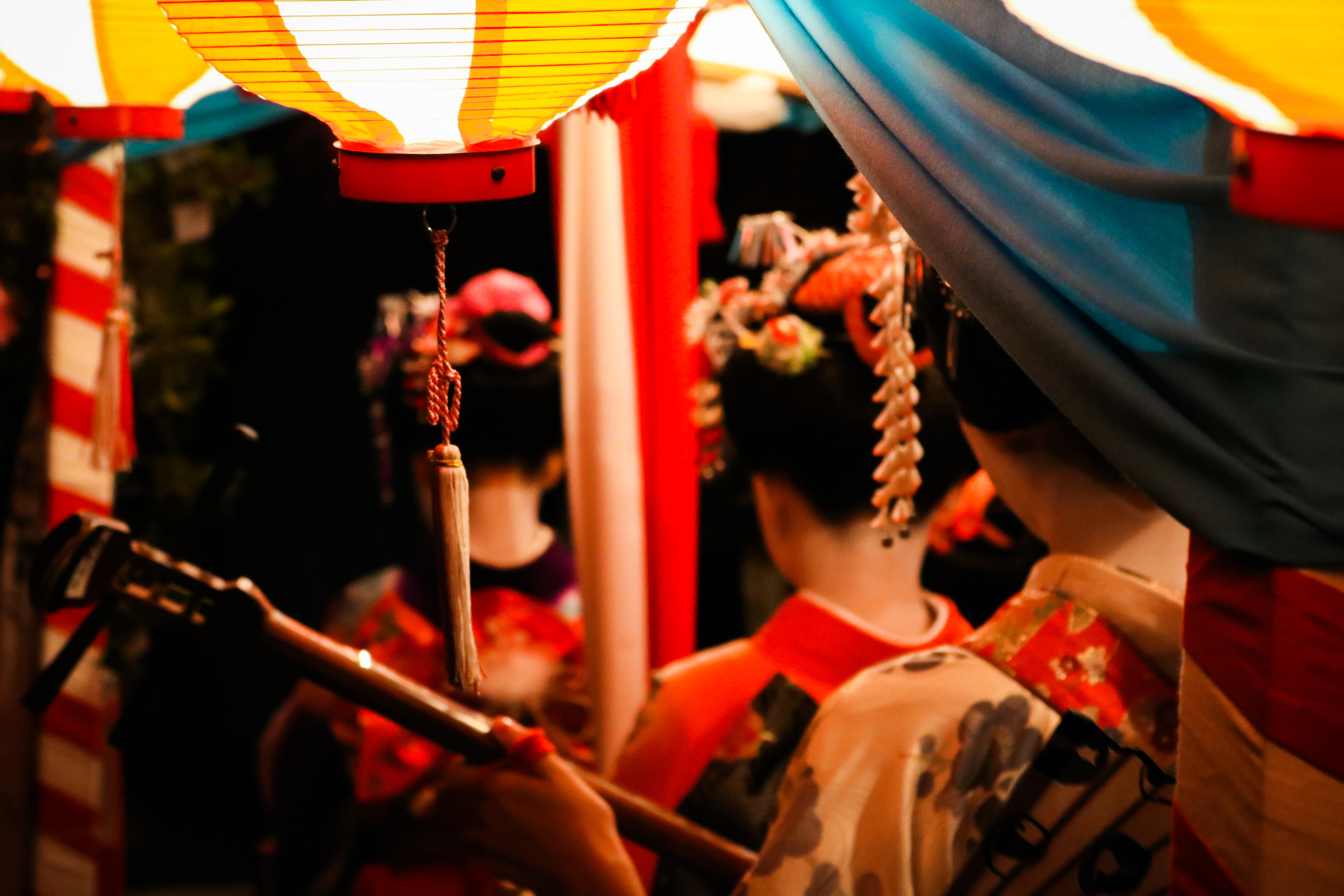 Children perform in traditional dress as part of a procession, Japan, 2017