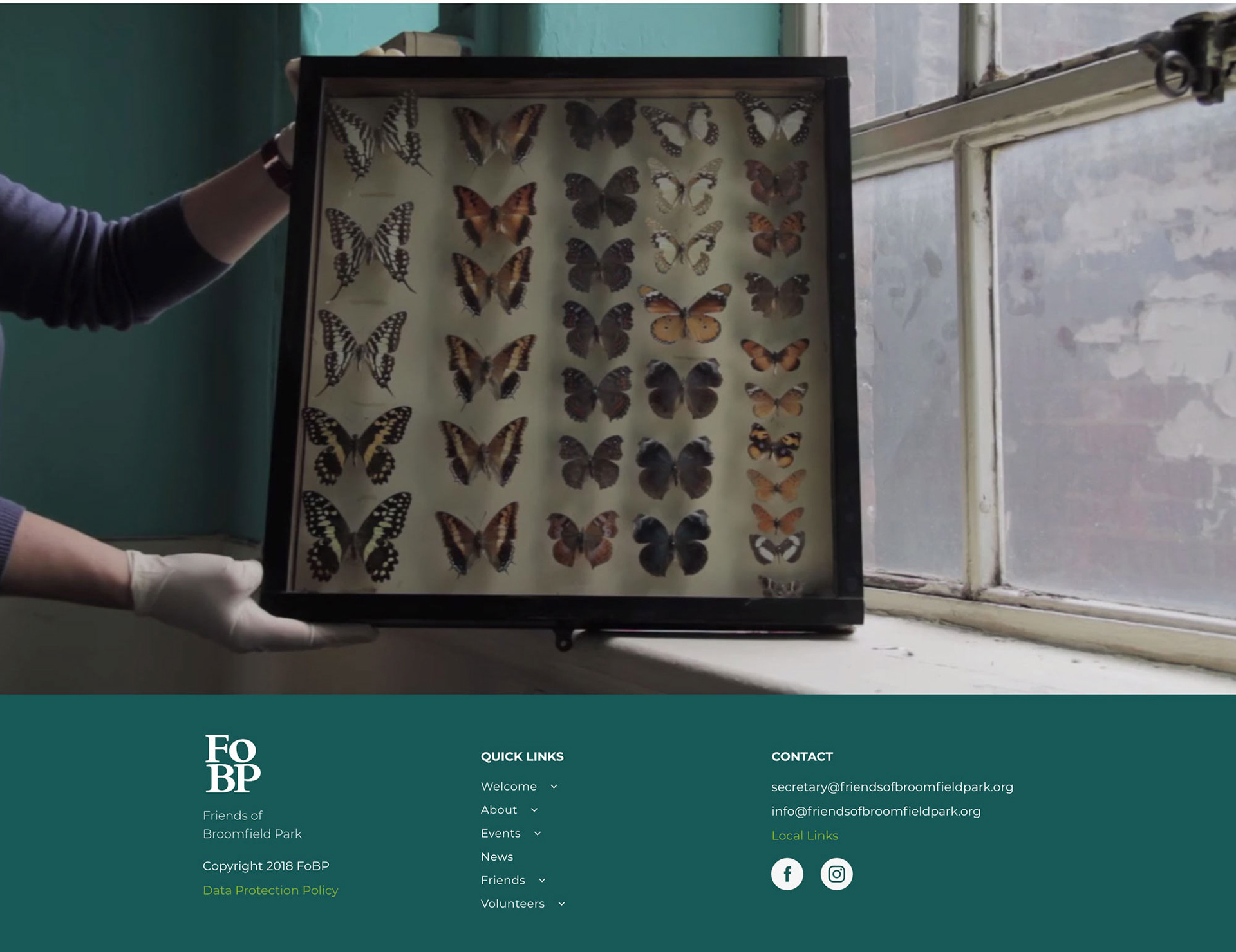 FoBP (Friends of Broomfield Park) Video still and footer from website
