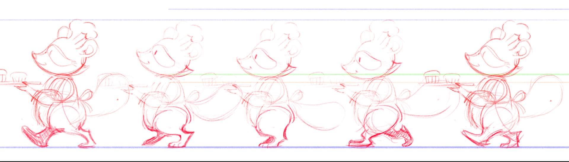 Walk cycle conceptual sketch.