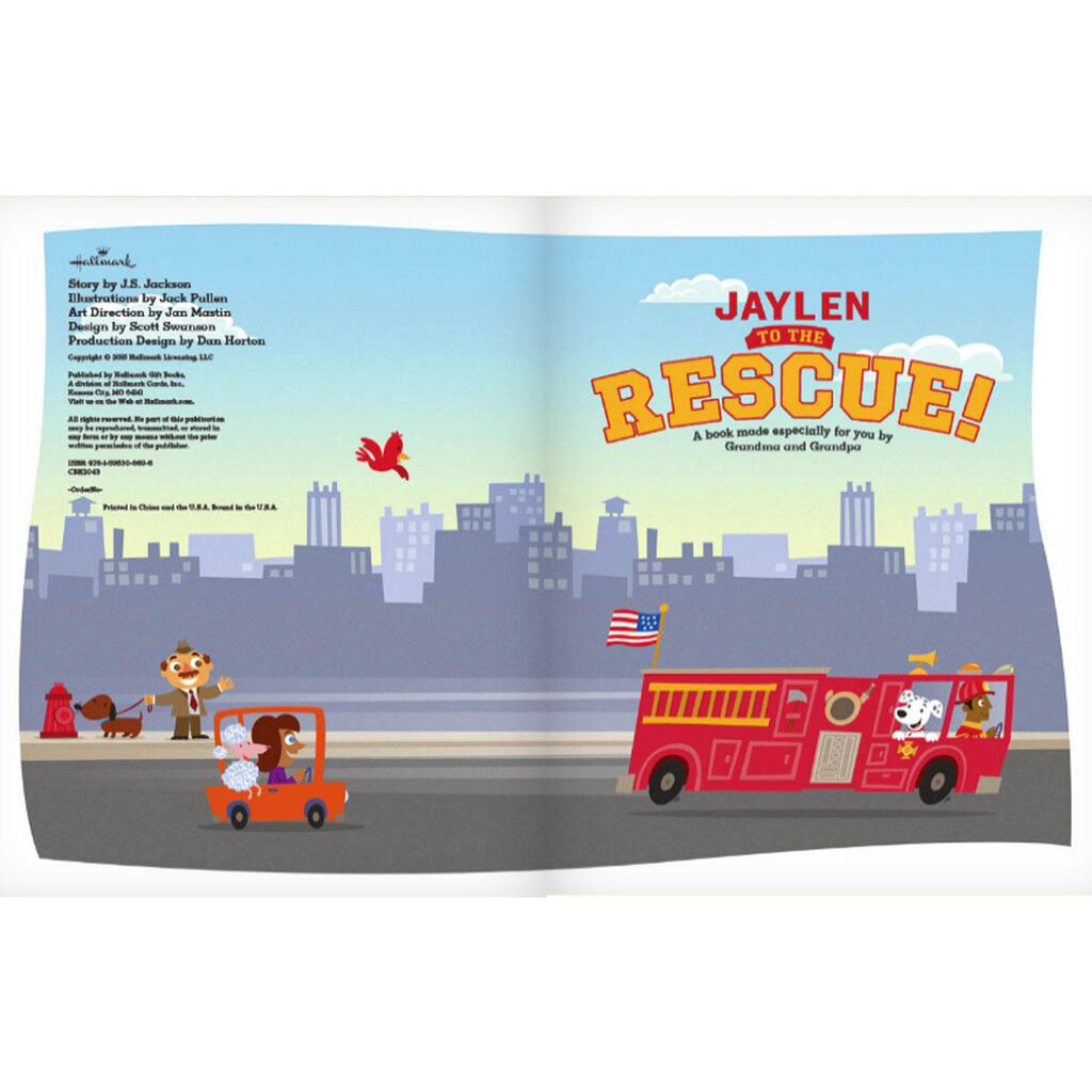 "To the Rescue" Personalized Book; Design and Illustration; © Hallmark Cards, Inc.