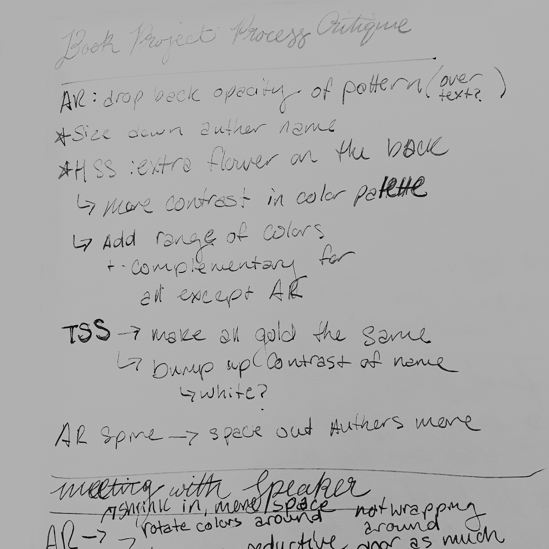 Process Critique notes
