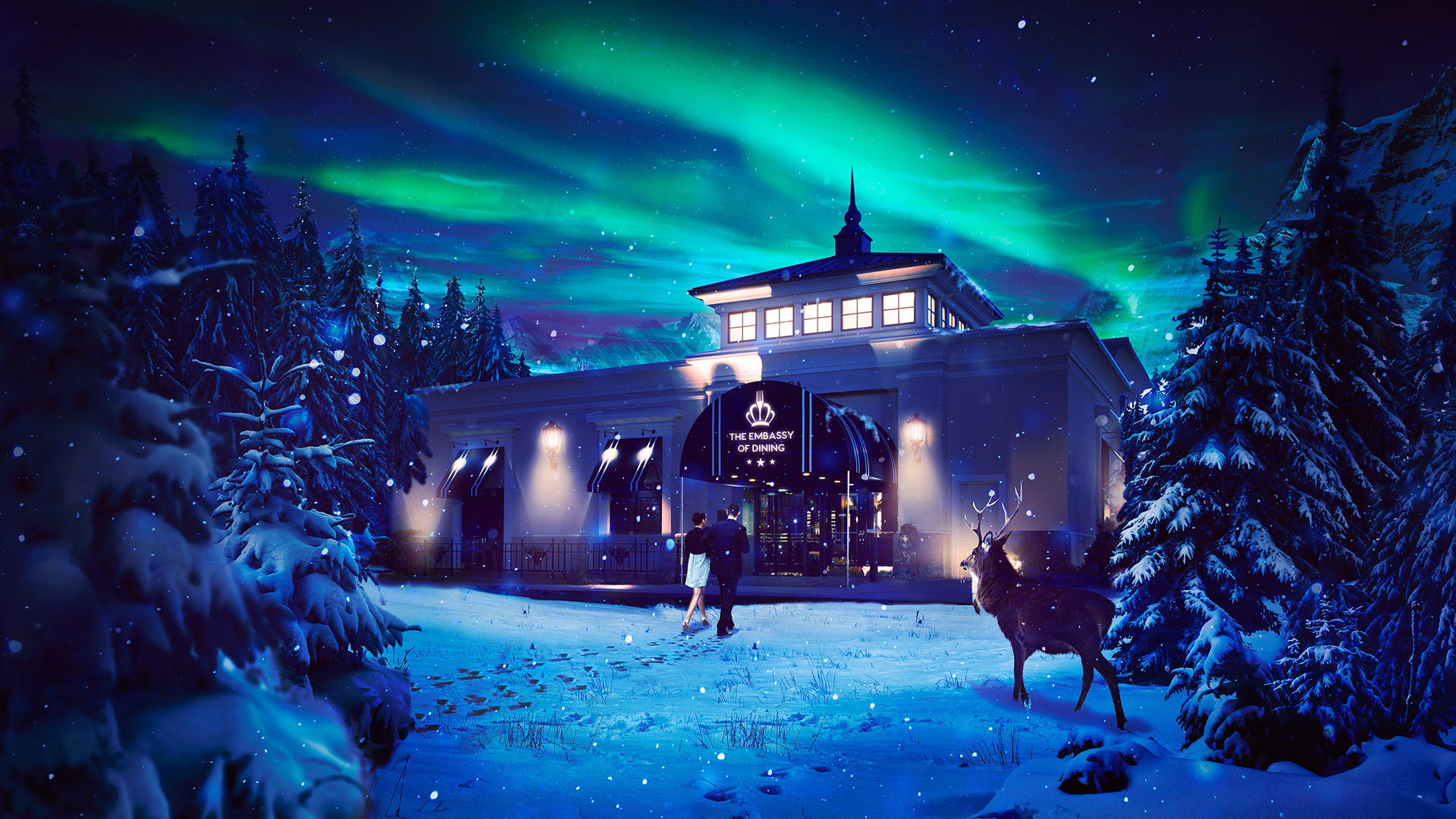 The Embassy of Dining Christmas Card Artwork by Jeffrey Dirkse