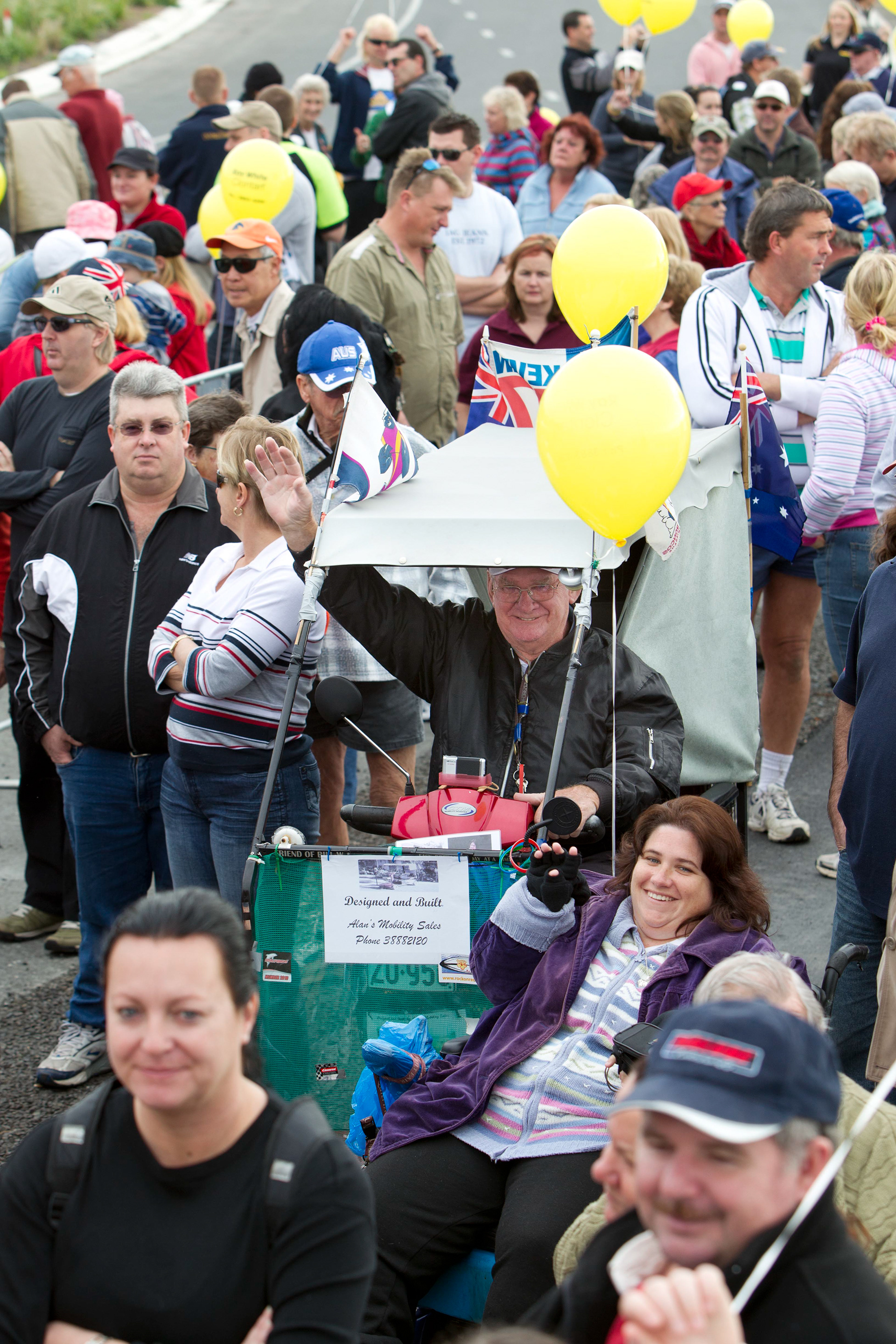 Crowds waiting to walk across the bridge during the open day celebrations