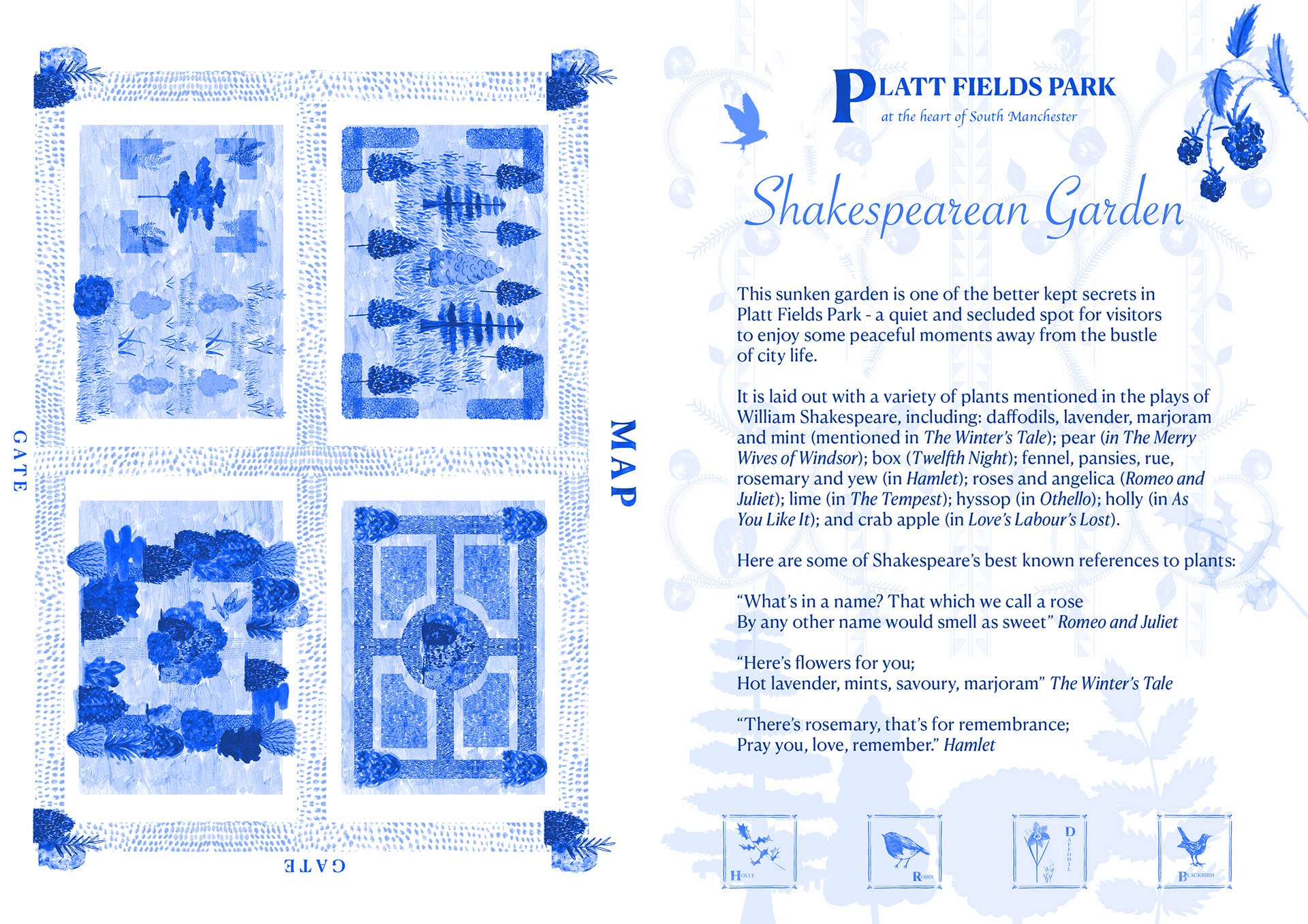 Recoloured to blue colour scheme - this could work as the back of the mini booklet. One colour to mimic a risographed outcome.