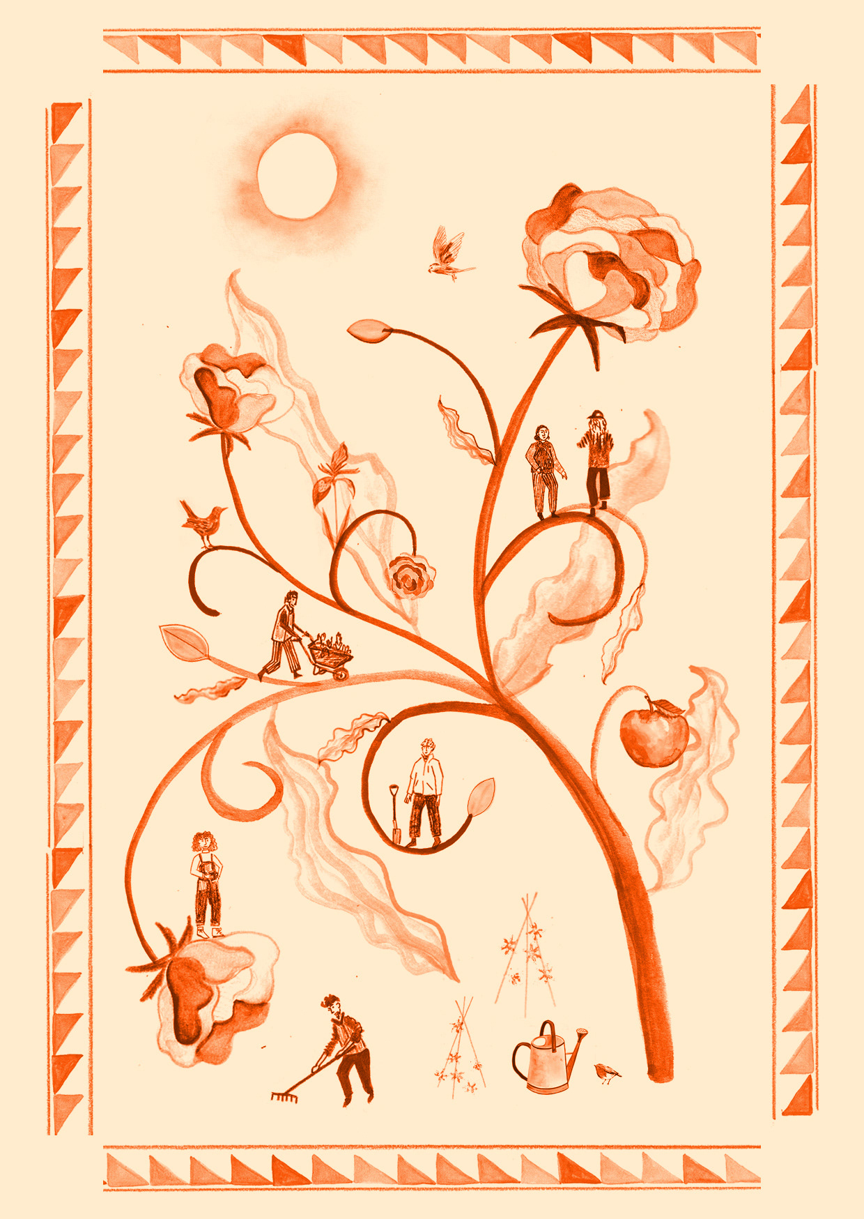 Warmer tones: vintage inspired. Reminiscent of vintage seed packets