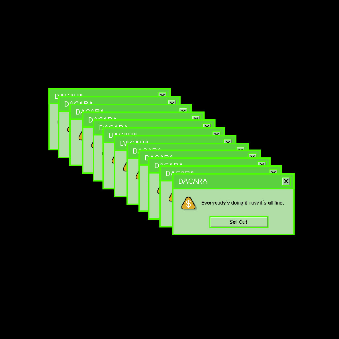 Single artwork for 'SELLOUT' with Windows error message reading 'Everybody's doing it now it's all fine - Sell Out'