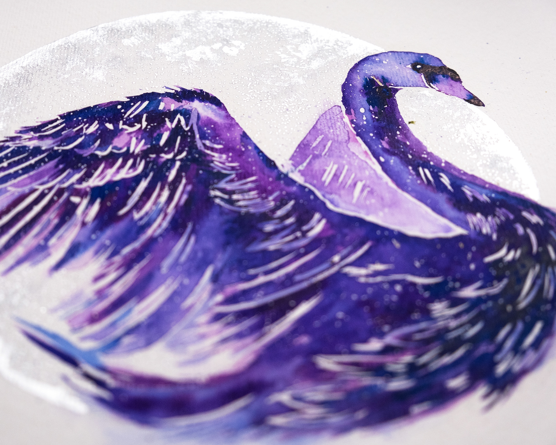 Close up of Hand-Painted Moon Calendar
