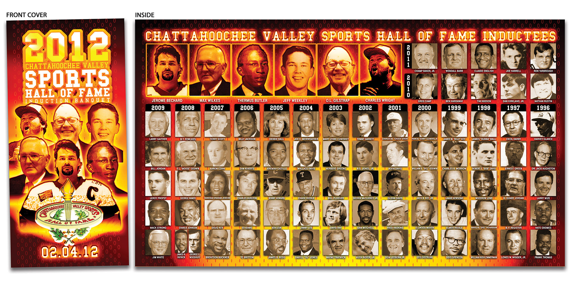 2012 Chattahoochee Valley Sports Hall of Fame trifold program design.