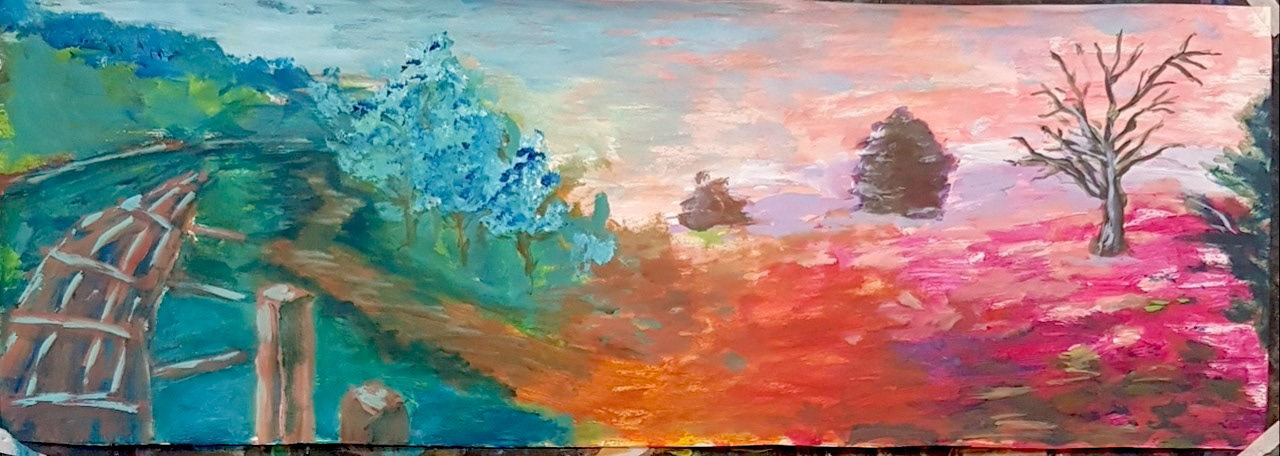 Tetradic colour study, acrylics, 2019