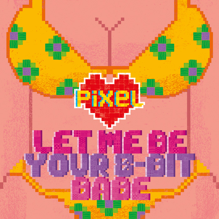 Pixel Love Valentines card: Let me be your 8-bit babe (version 1)