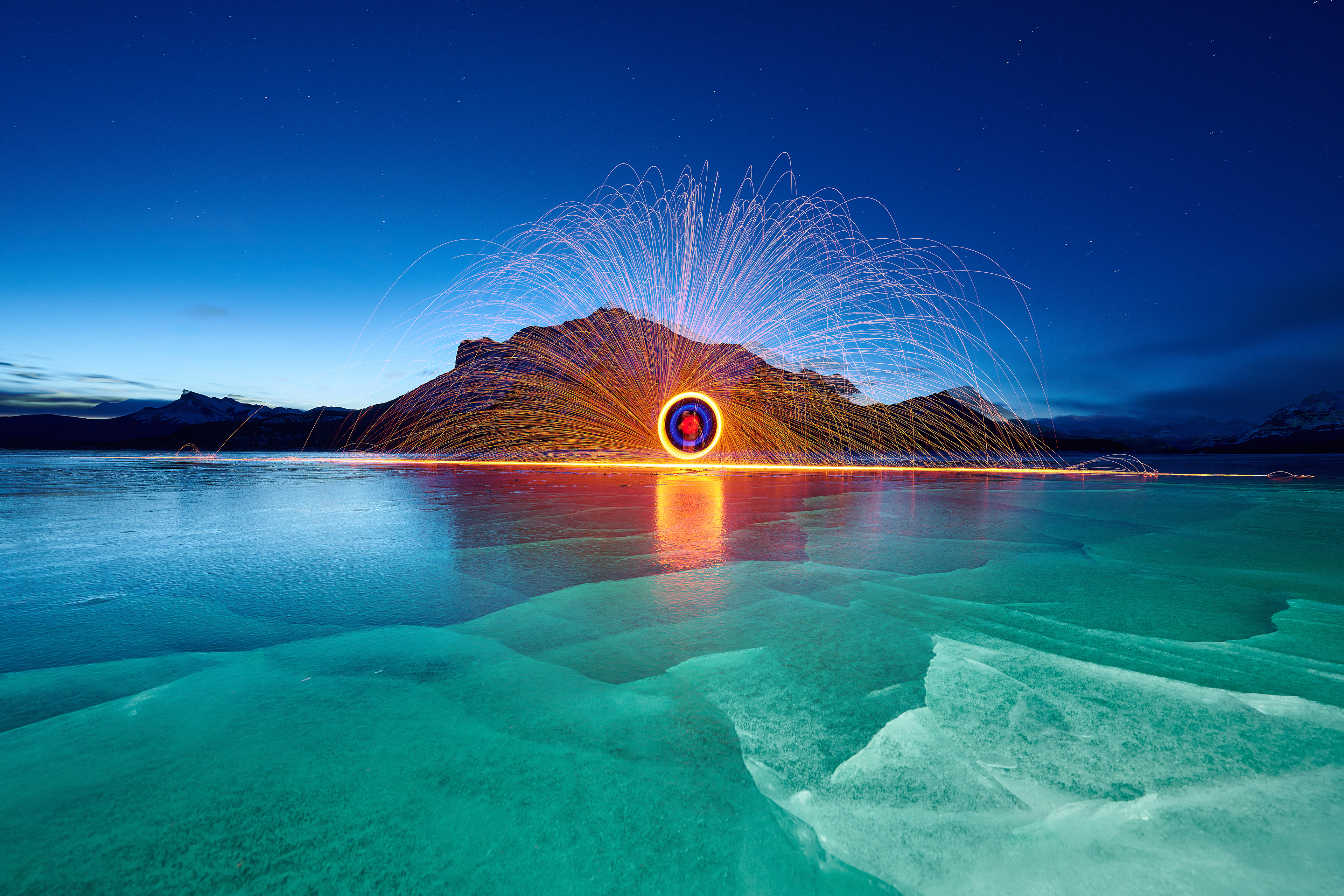 Firespinning at Abraham Lake