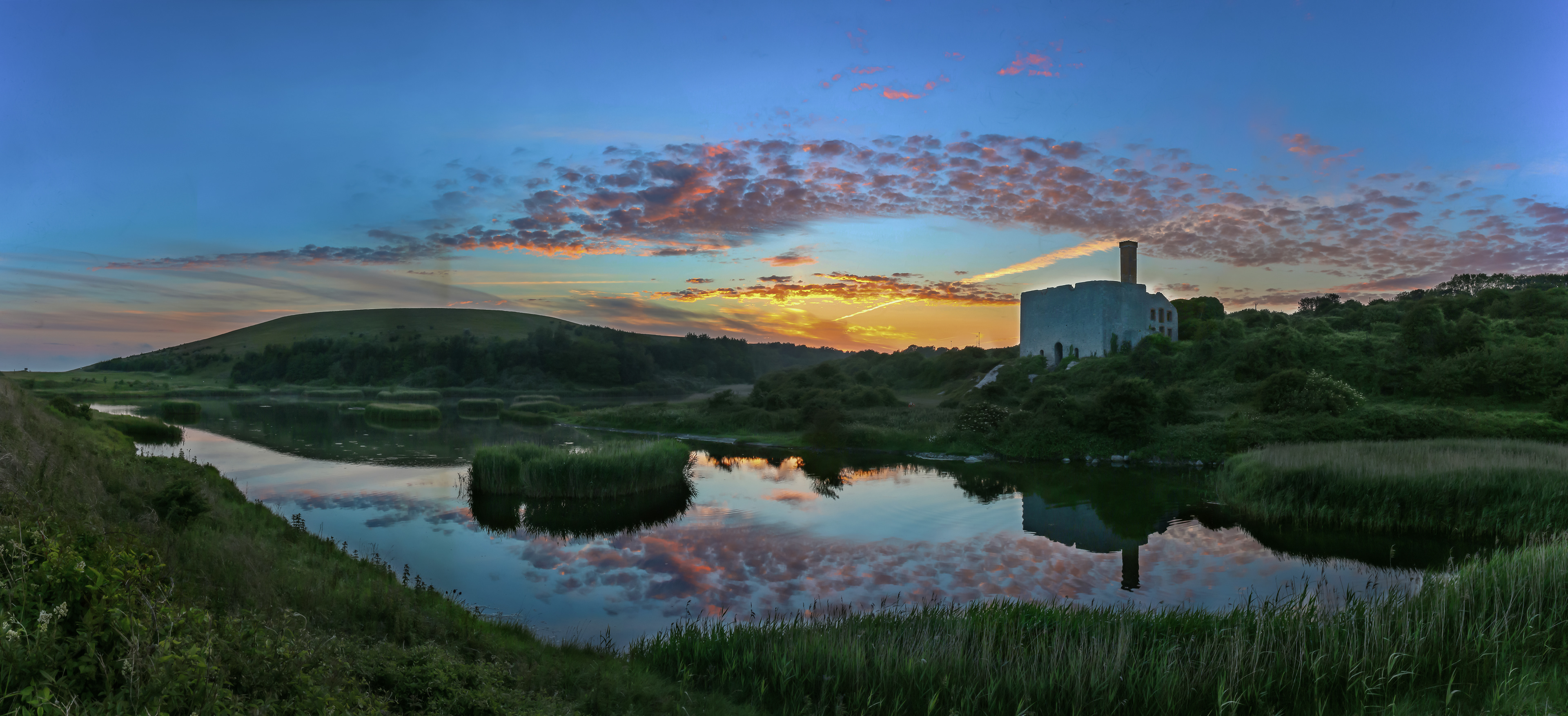 Aberthaw Limekiln Sunset Panorama