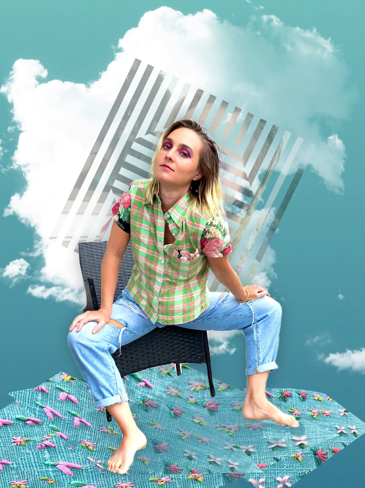 Paula in up cycled shirts