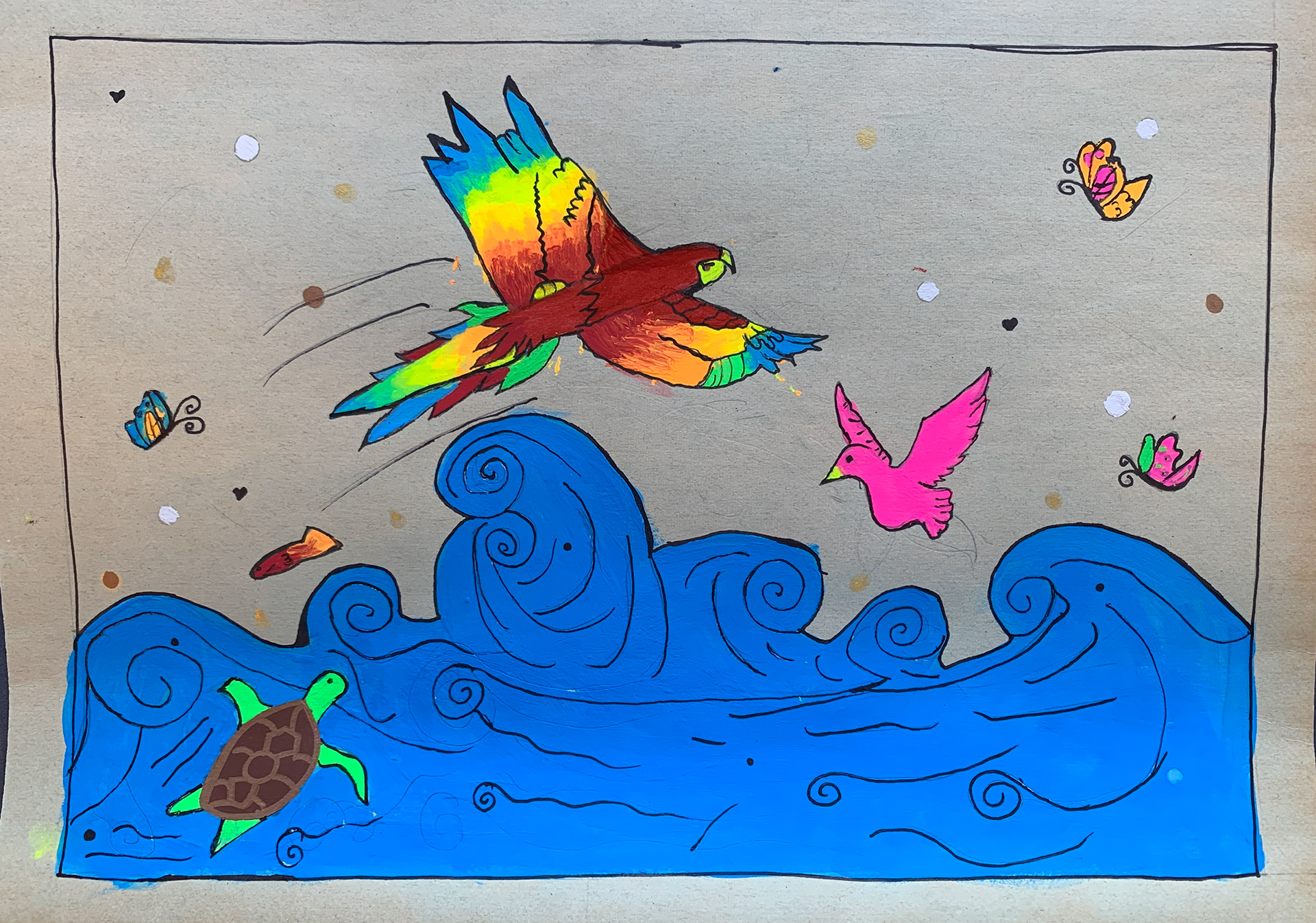 PAPEL AMATE PAINTING. Grade 5