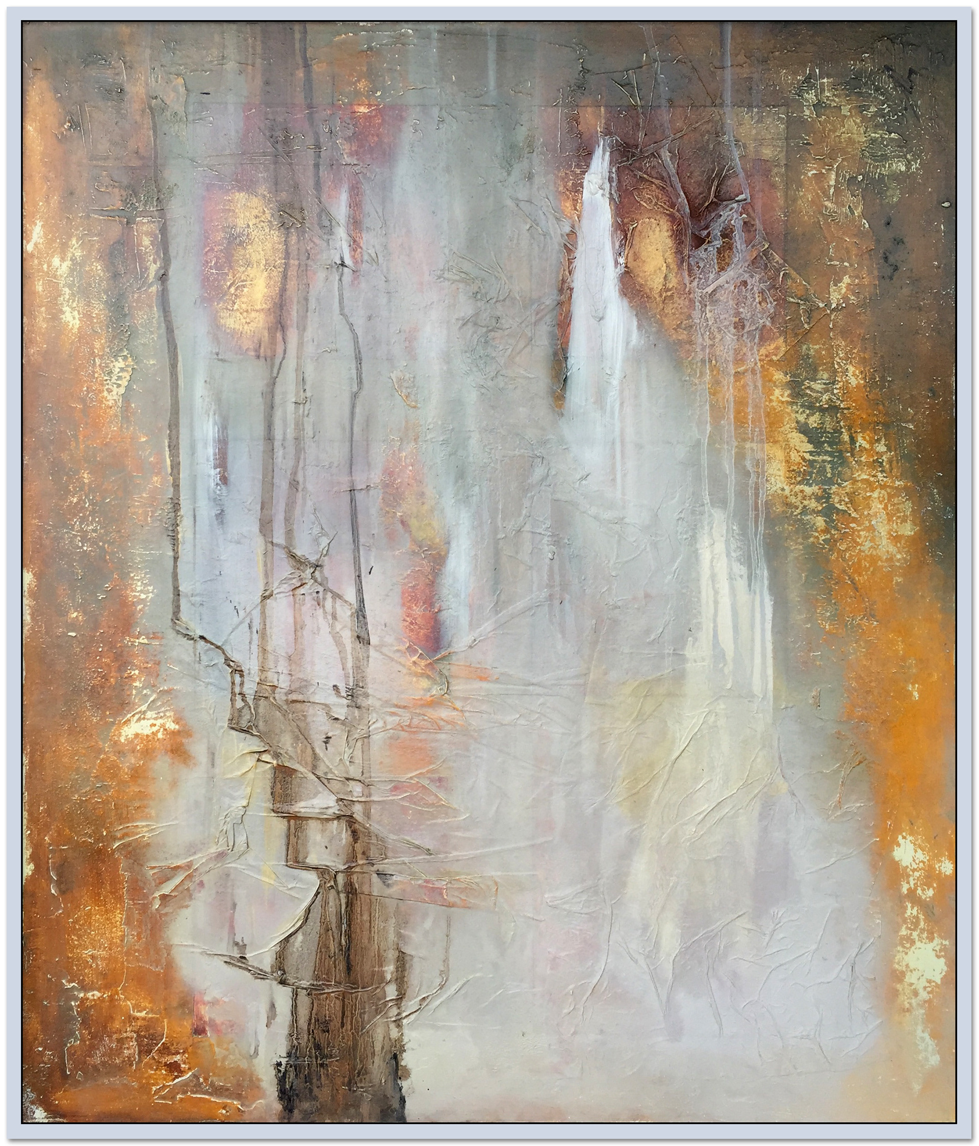 White Noise. Abstract, textured painting by James Rooney. 55cm x 65cm
