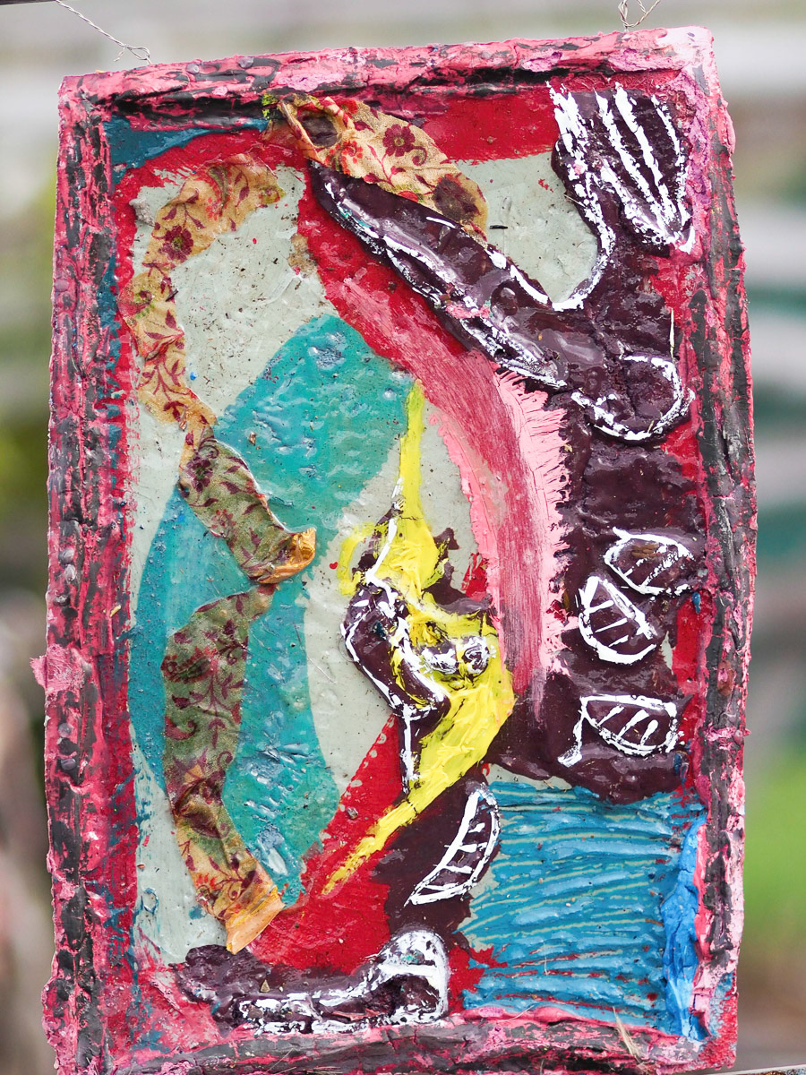Faces other side