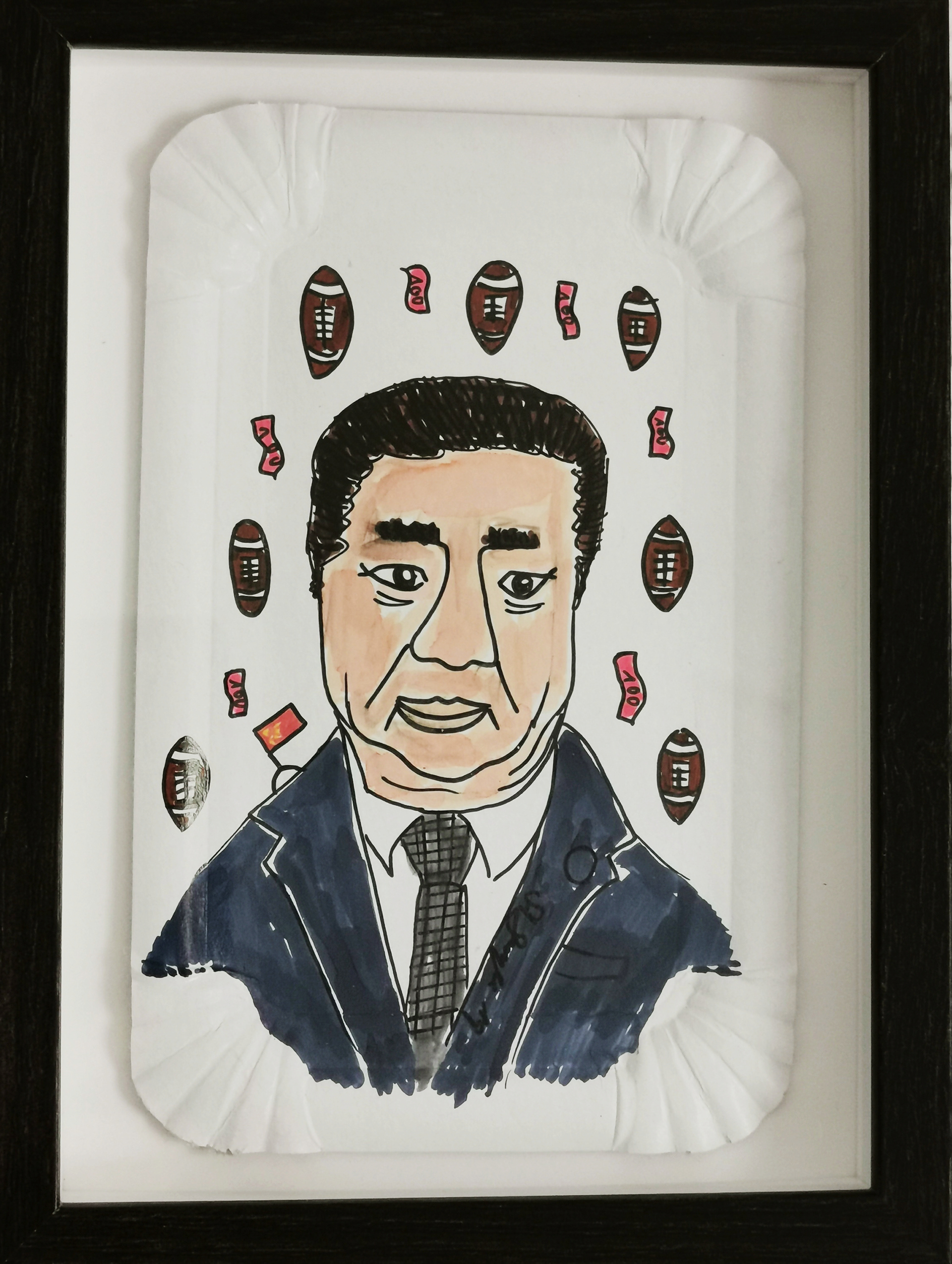 XI JINPING CHINA | 20 x 15 cm | Tusche auf Pappteller im Holzrahmen mit Plexiglas | 2018