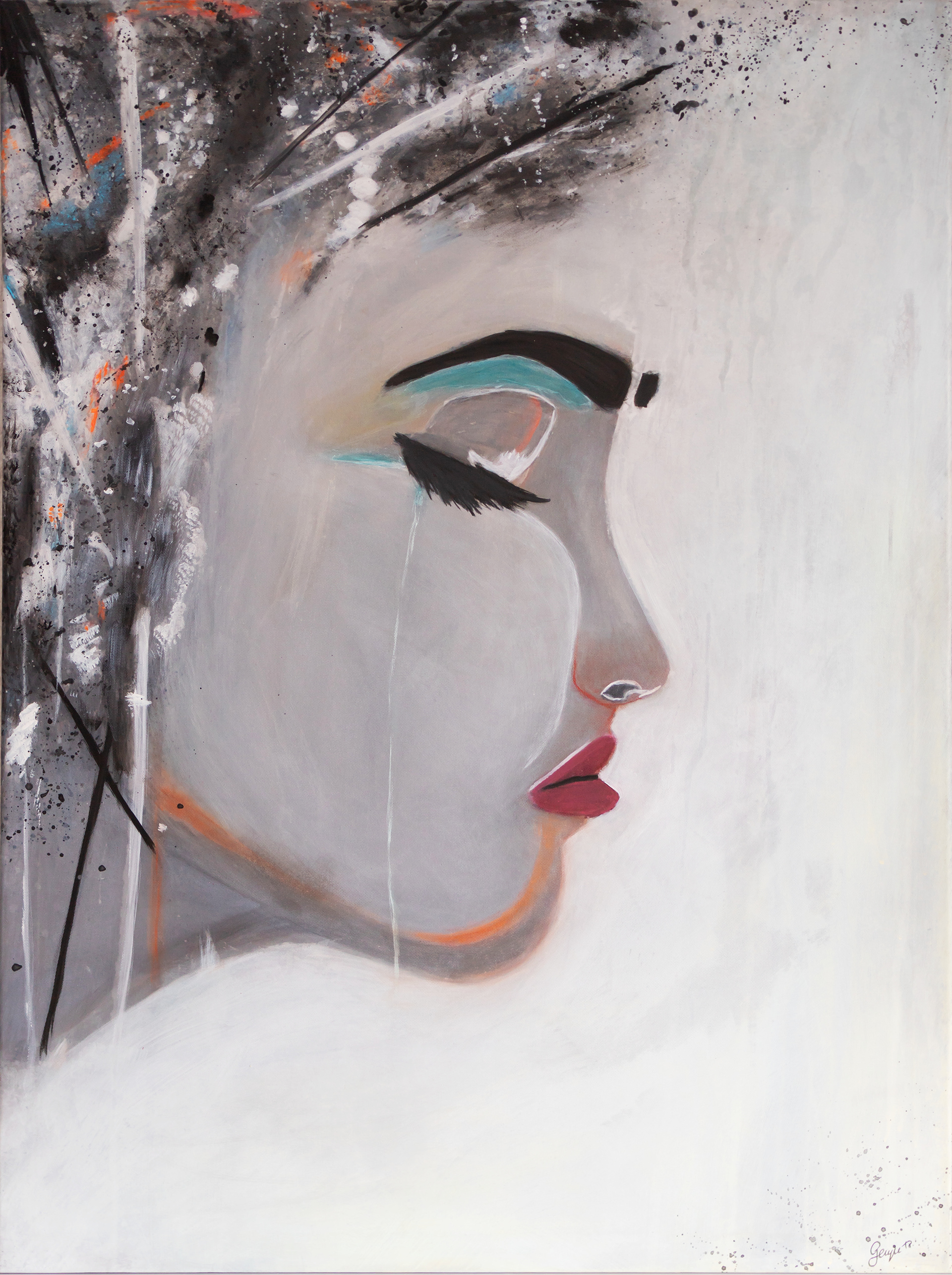 Girl | Abstrakt Portrait | 100 x 70 cm | gerahmt | Acryl, Mischtechnik auf Leinwand | 2018
