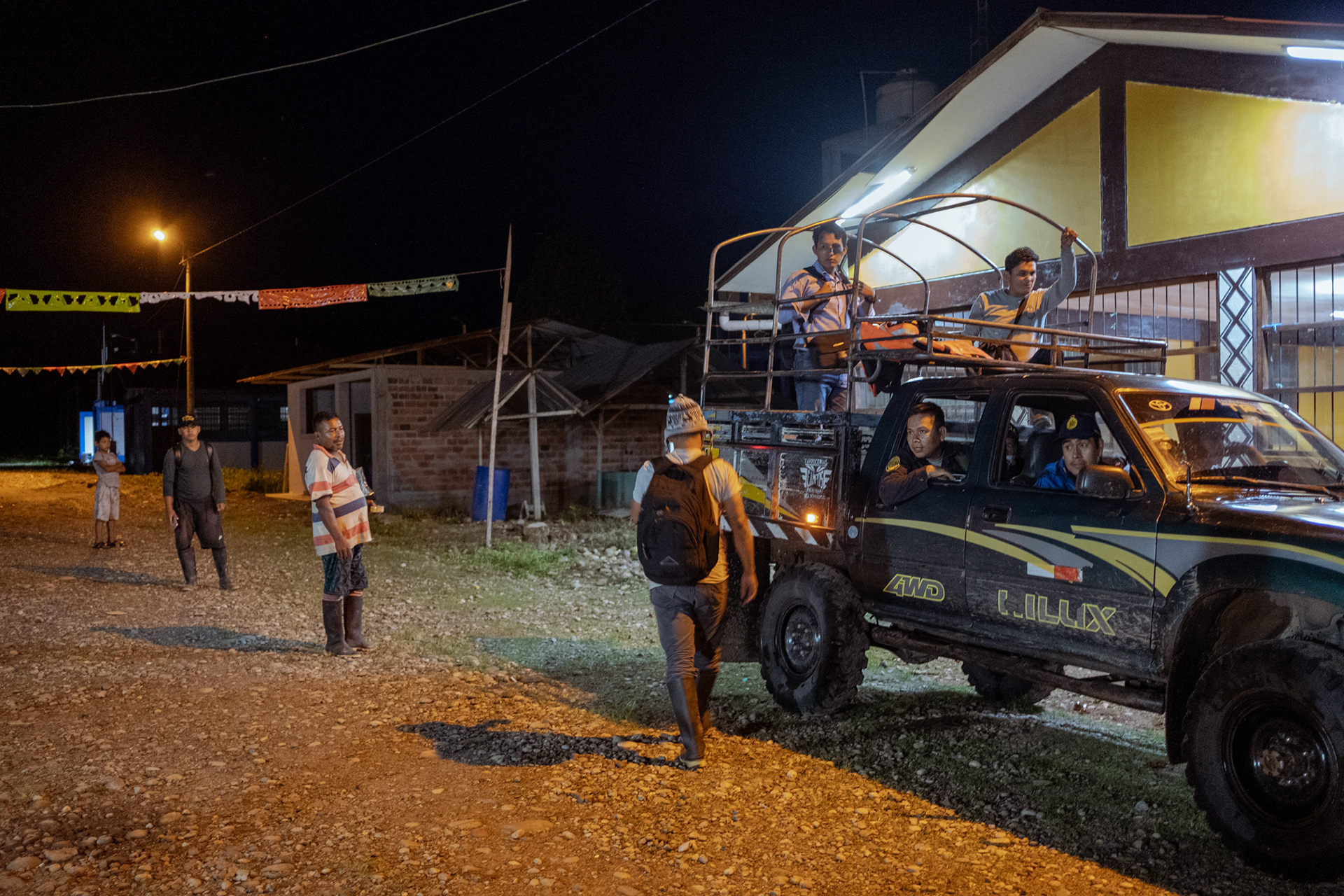 Yamino village rangers and national police return from a patrol to demarcate Kakataibo territory and find visual evidence of illegal coca leaf plantations for drug trafficking, May 7, 2021.