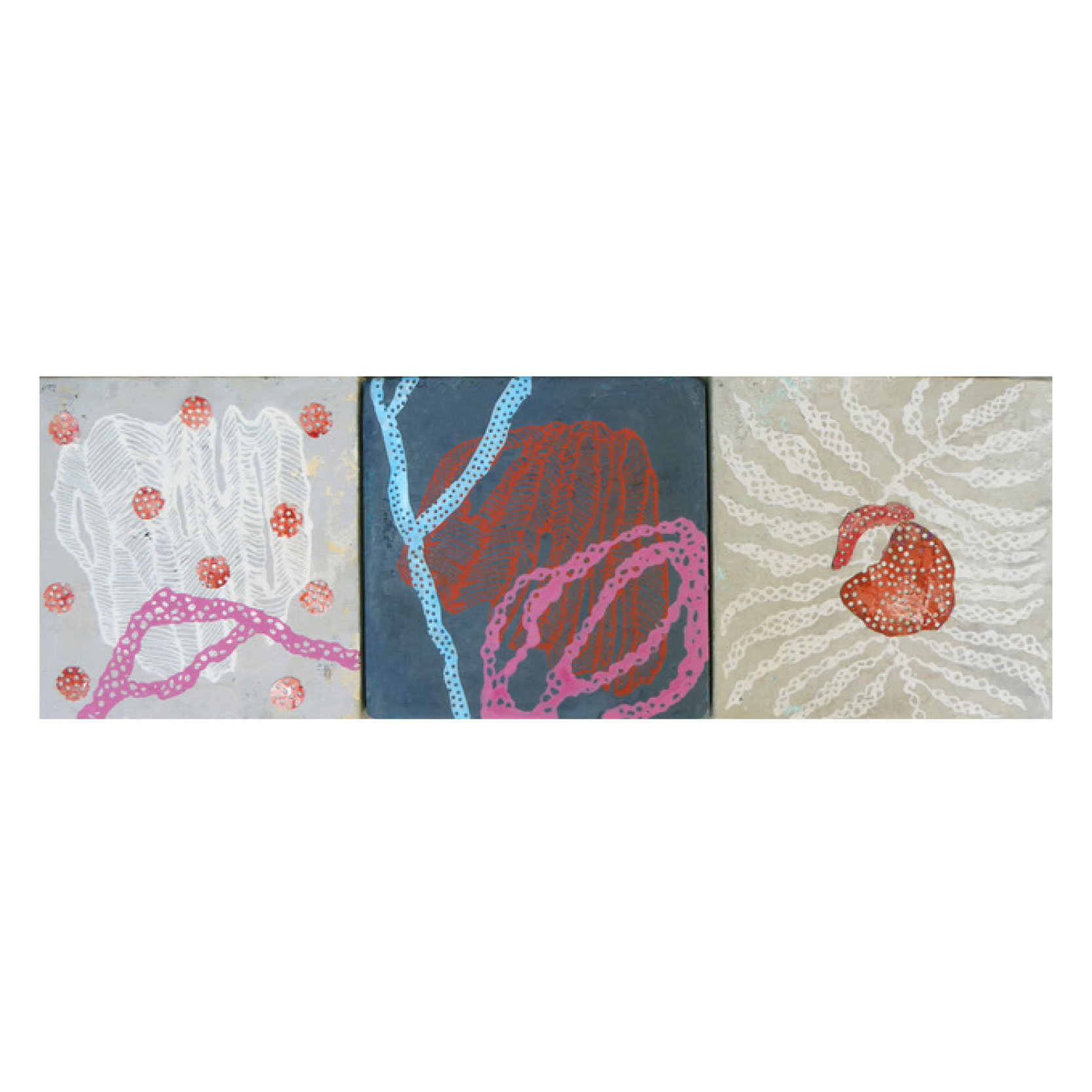 “Marea alta, marea baja” (Triptico) 20x20cm. c/u Acrílico sobre tela. 2020