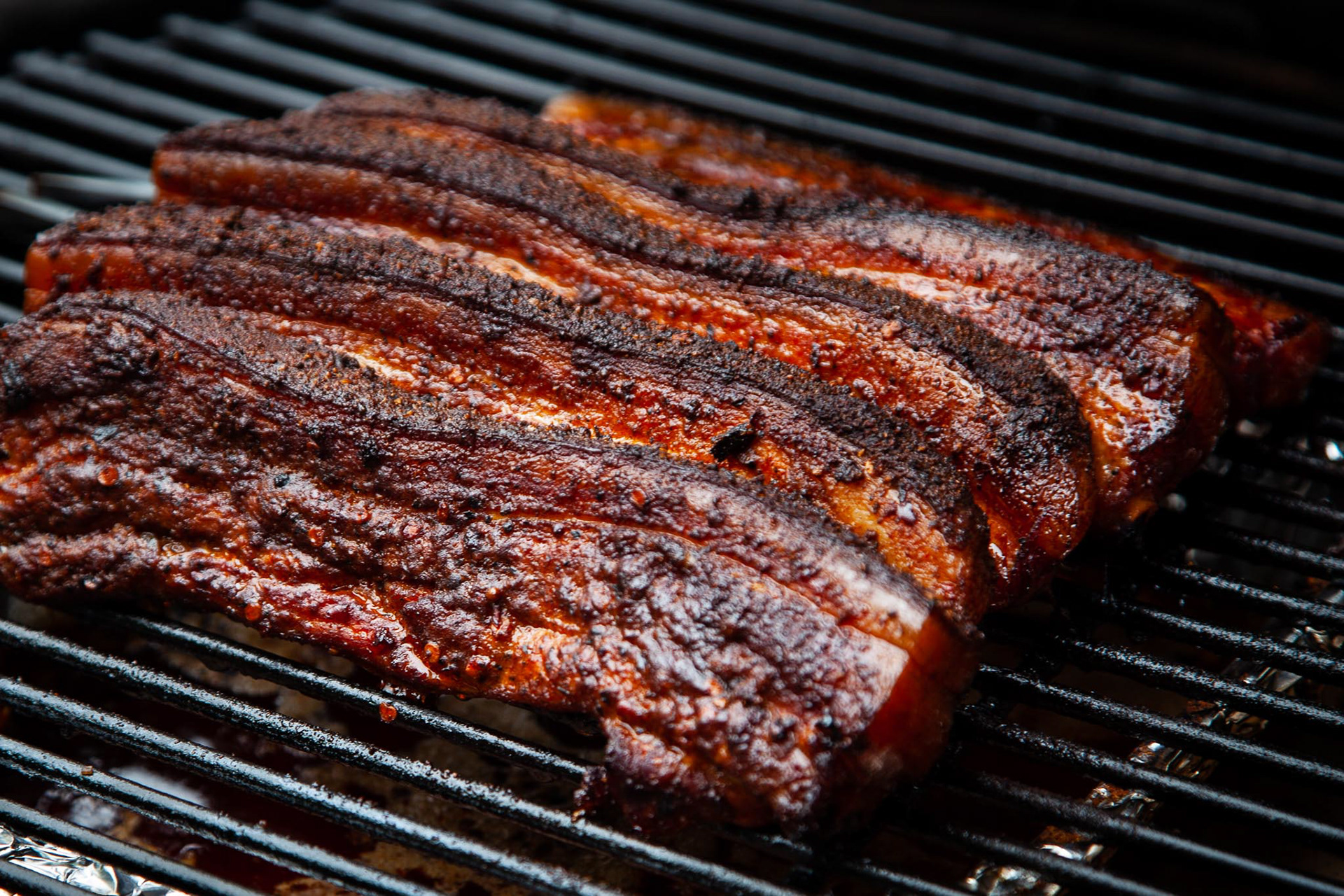 Outdoor Cooking Pork Belly Burnt Ends on the Kamado Joe
