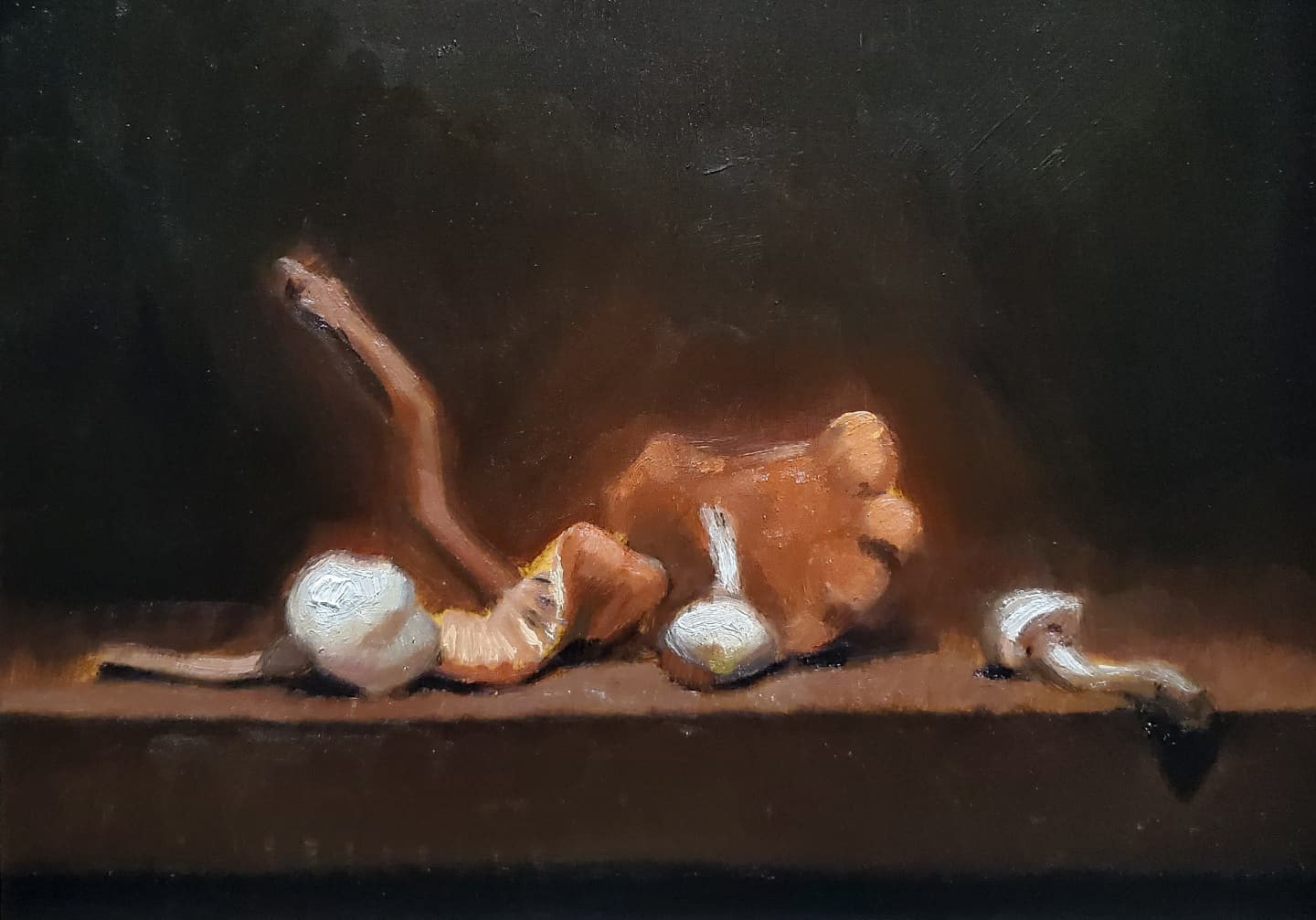 Destroying Angels and Brown Caps - 8x10" - Oil on Maple - AVAILABLE