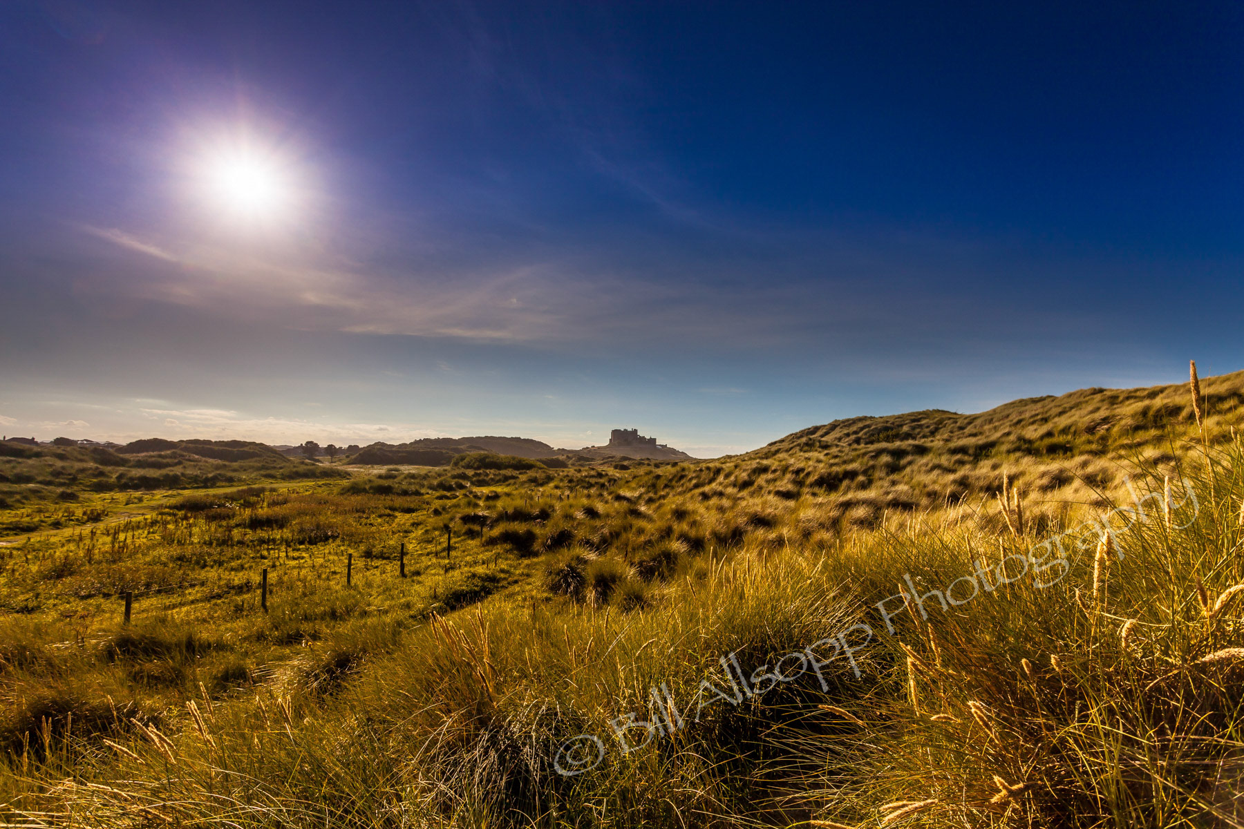 Bamburgh castle and dunes.