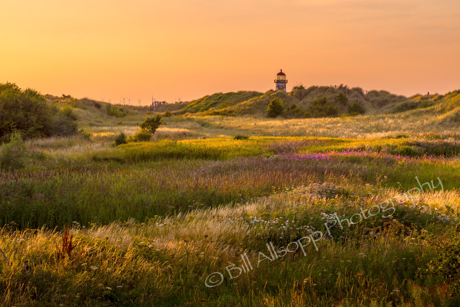 Talacre dunes and Point of Ayr Lighthouse.