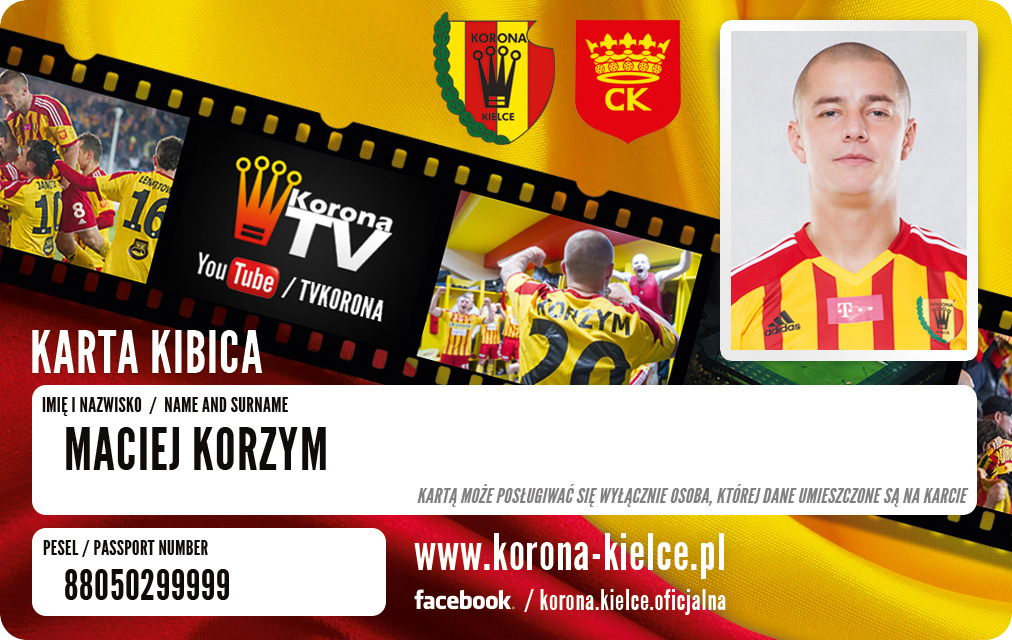 Psdesign Emil Kubicki Korona Kielce Karty Kibica