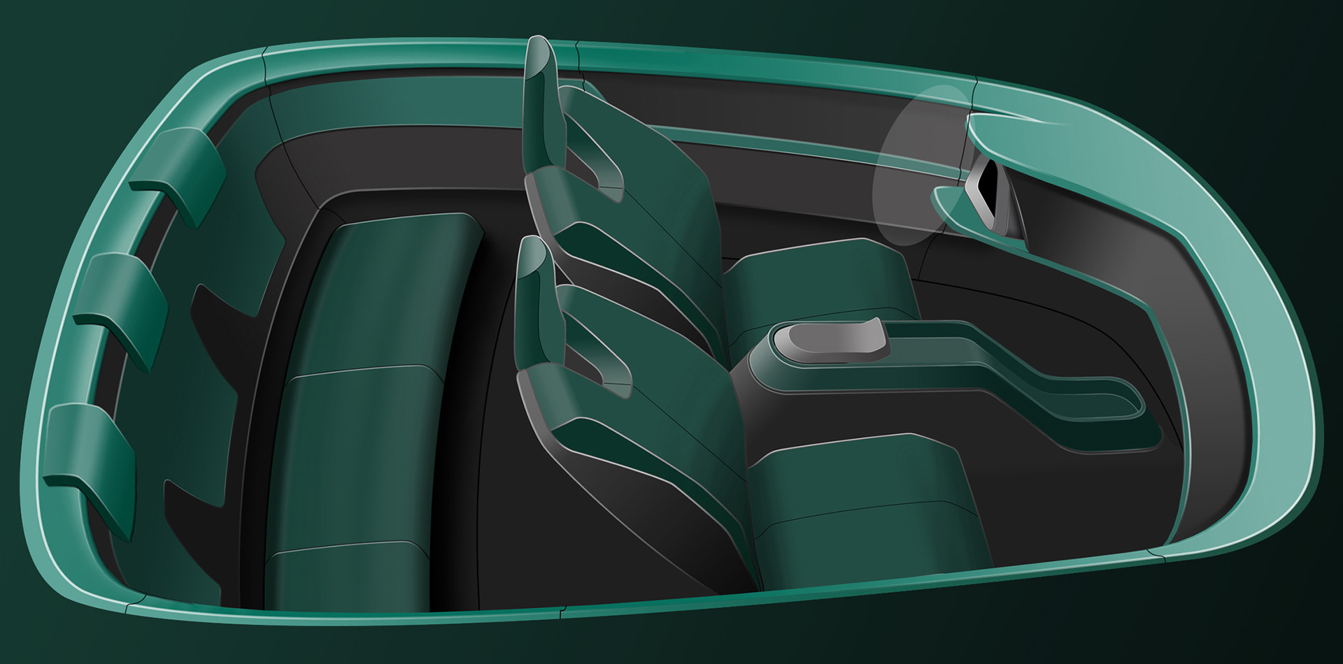 VW e-Lite Interior Rendering. © 2018 David Gilmore Design
