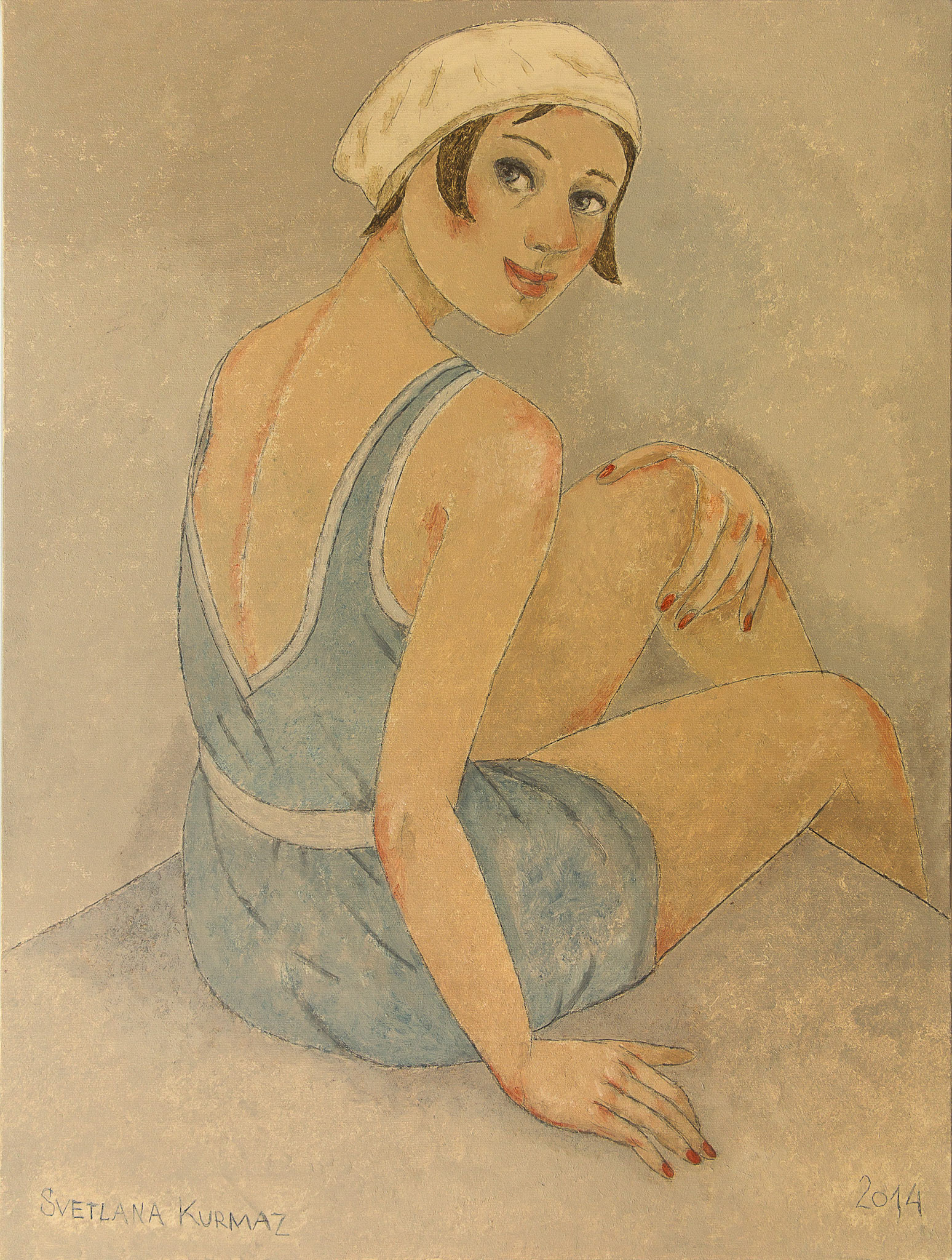 BATHING BEAUTY, oil on canvas, 80x60cm.