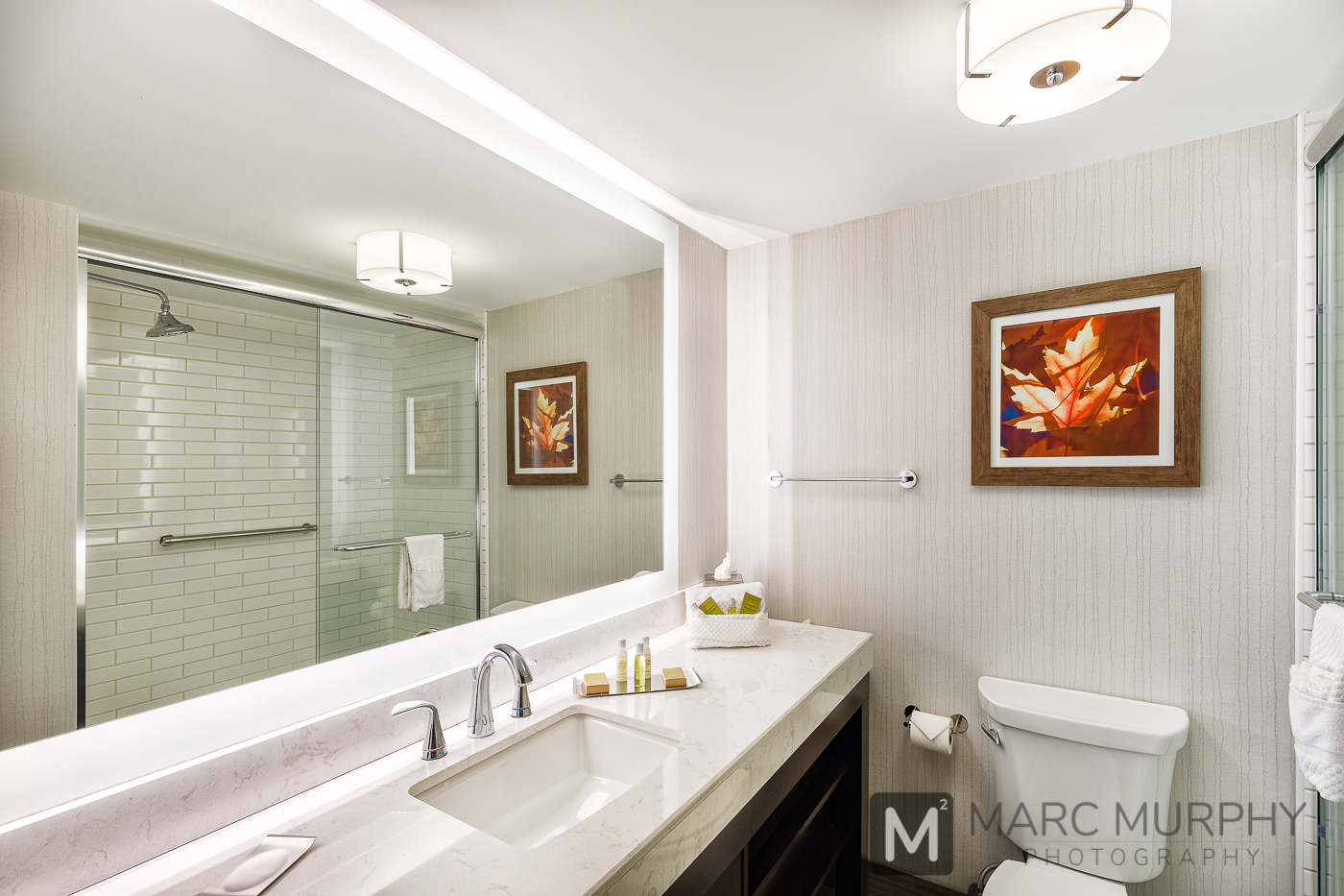 Double Tree by Hilton Johnson City Hotel Bathroom with Vanity, Sink, Toilet and Shower