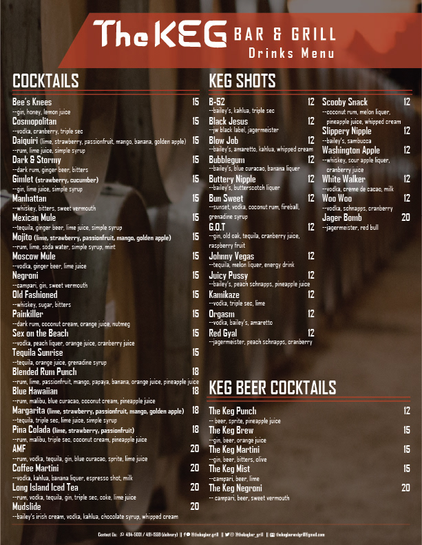Drinks Menu
