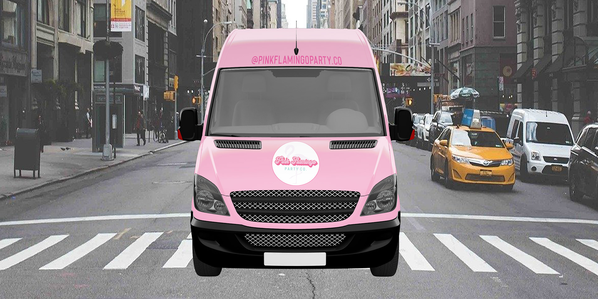 Pink Flamingo Party Co. (Van Mockup Front) Advertisement