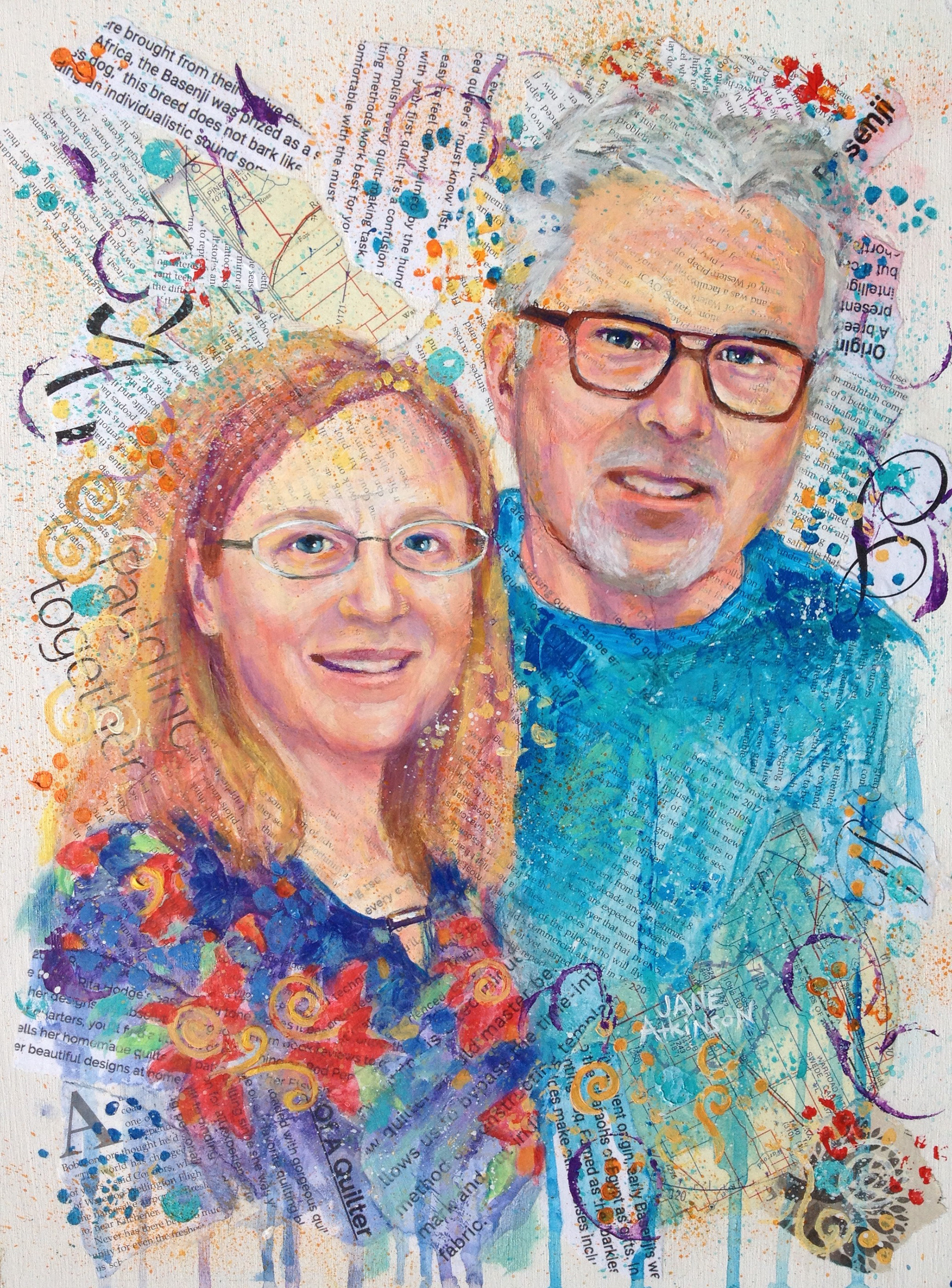 Paddling Together, 12" x 16", Mixed Media on Canvas, Commissioned
