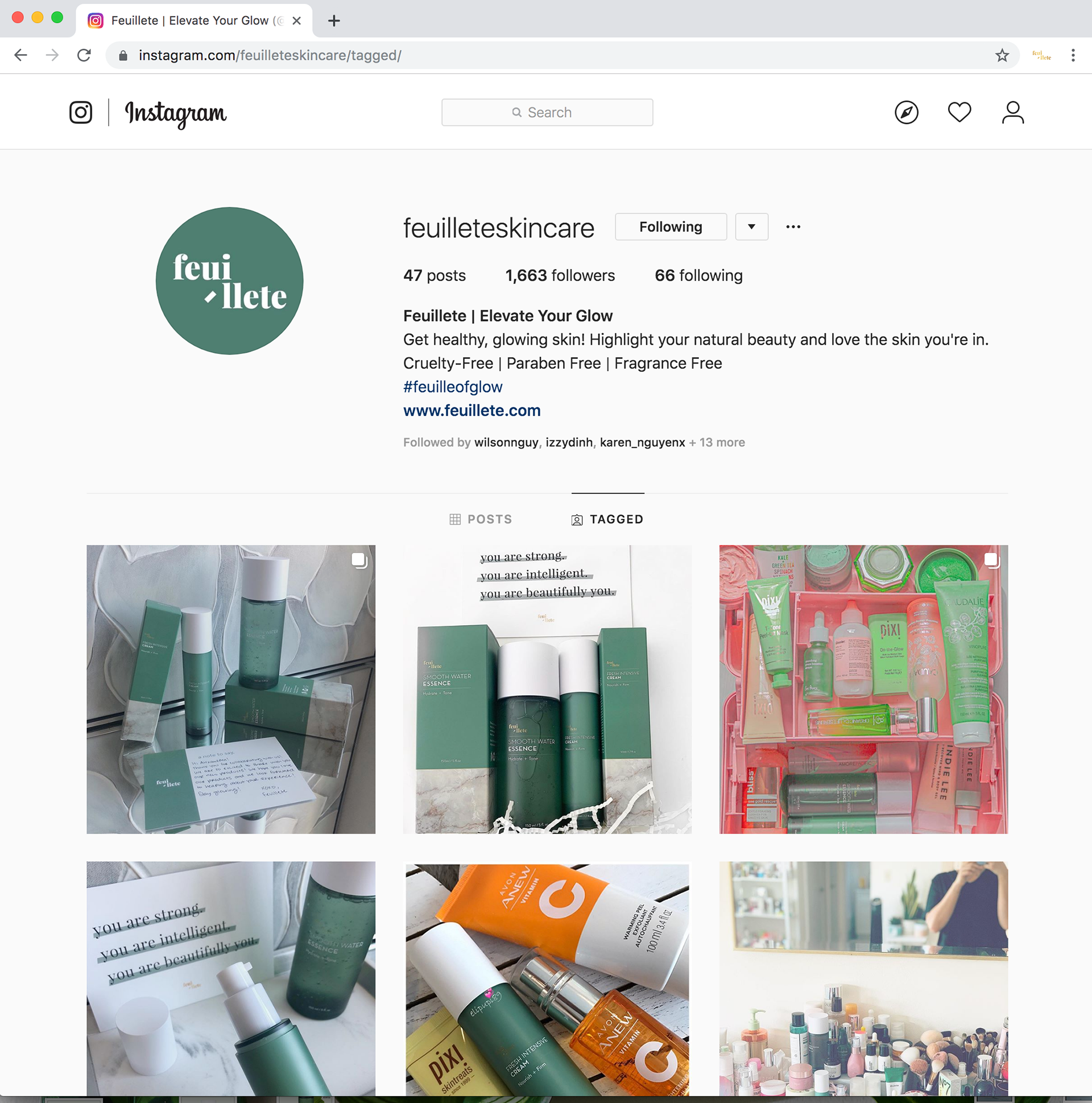 Feuillete Instagram Influencers, tagged posts