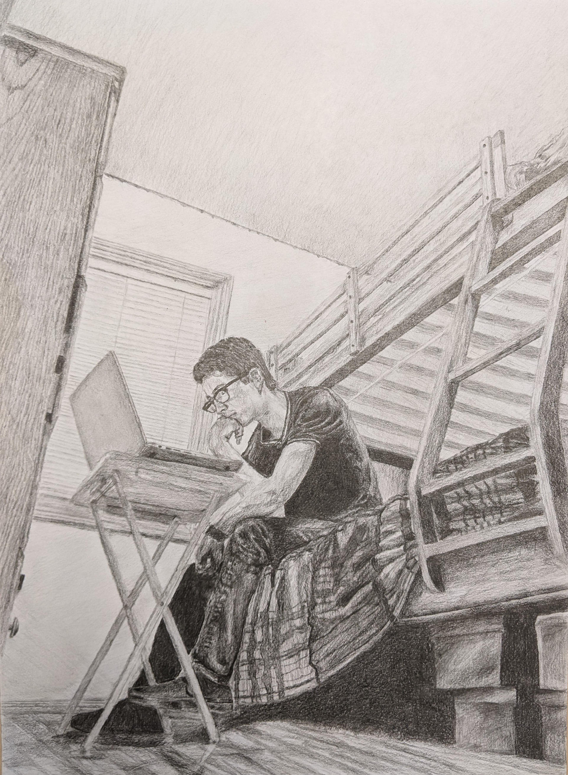 German Nino, Grade 12, South Side High School. Behind The Screen, Drawing & Illustration. Jennifer Slone, Educator.