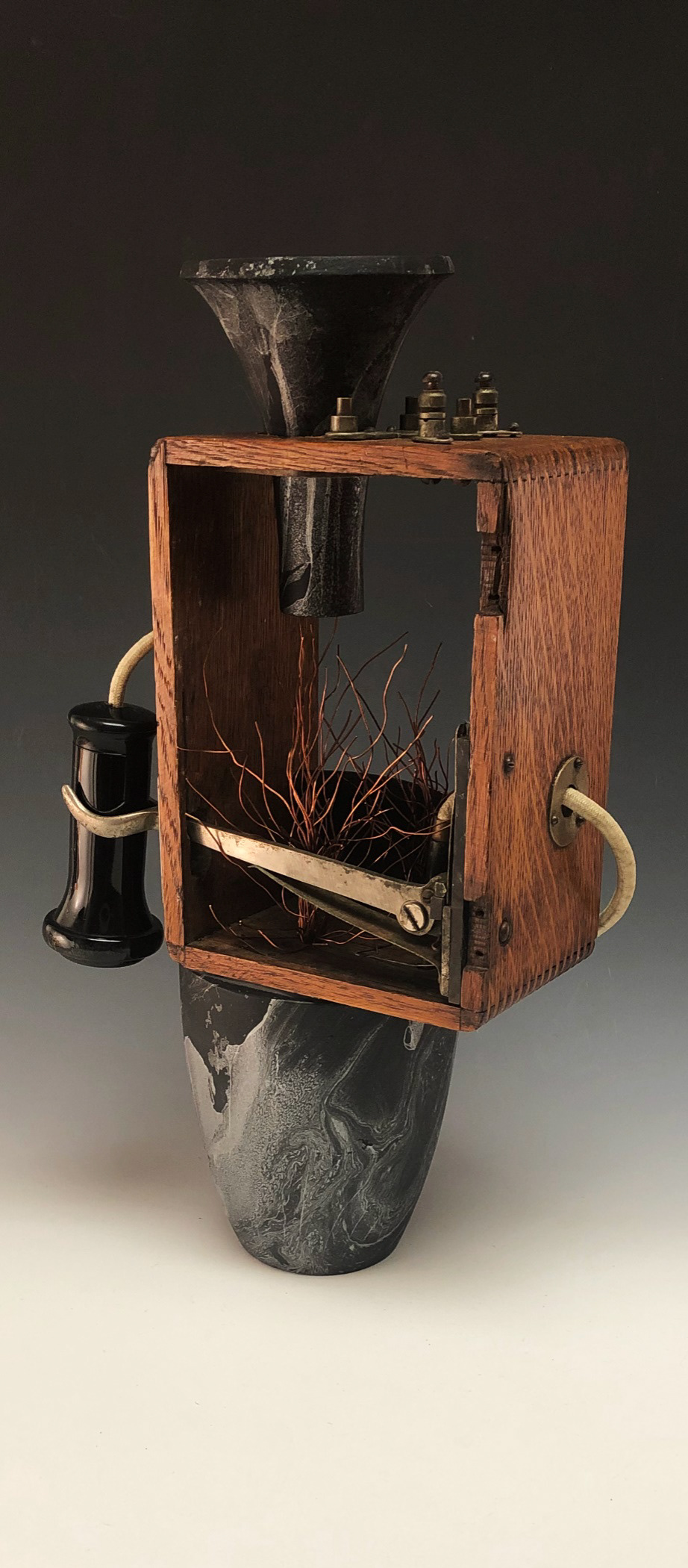 Layne Denton, Grade 10, Northfield High School. Crank Call, Ceramics & Glass. Adam Zwiebel, Educator.