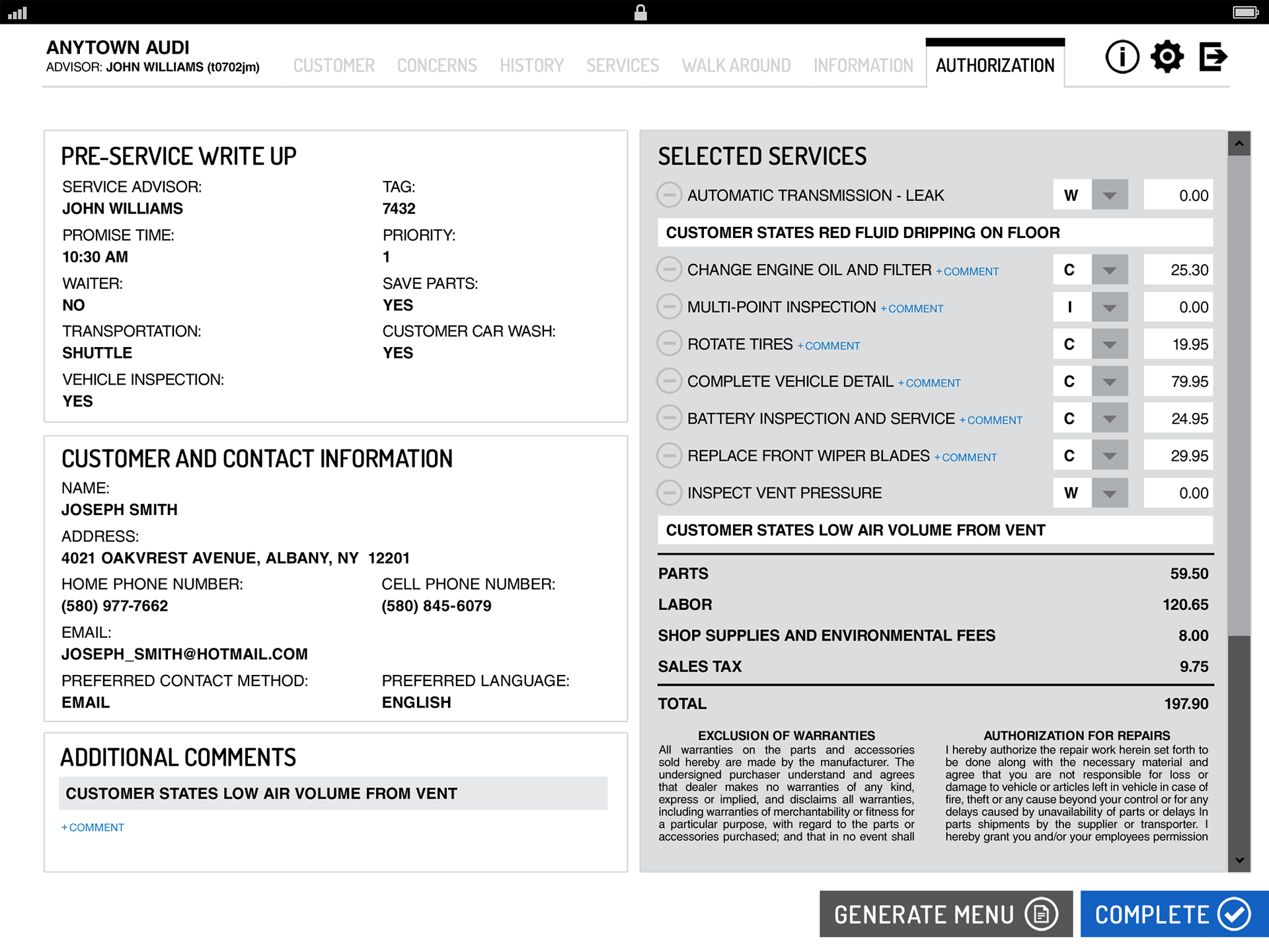 authorization of work