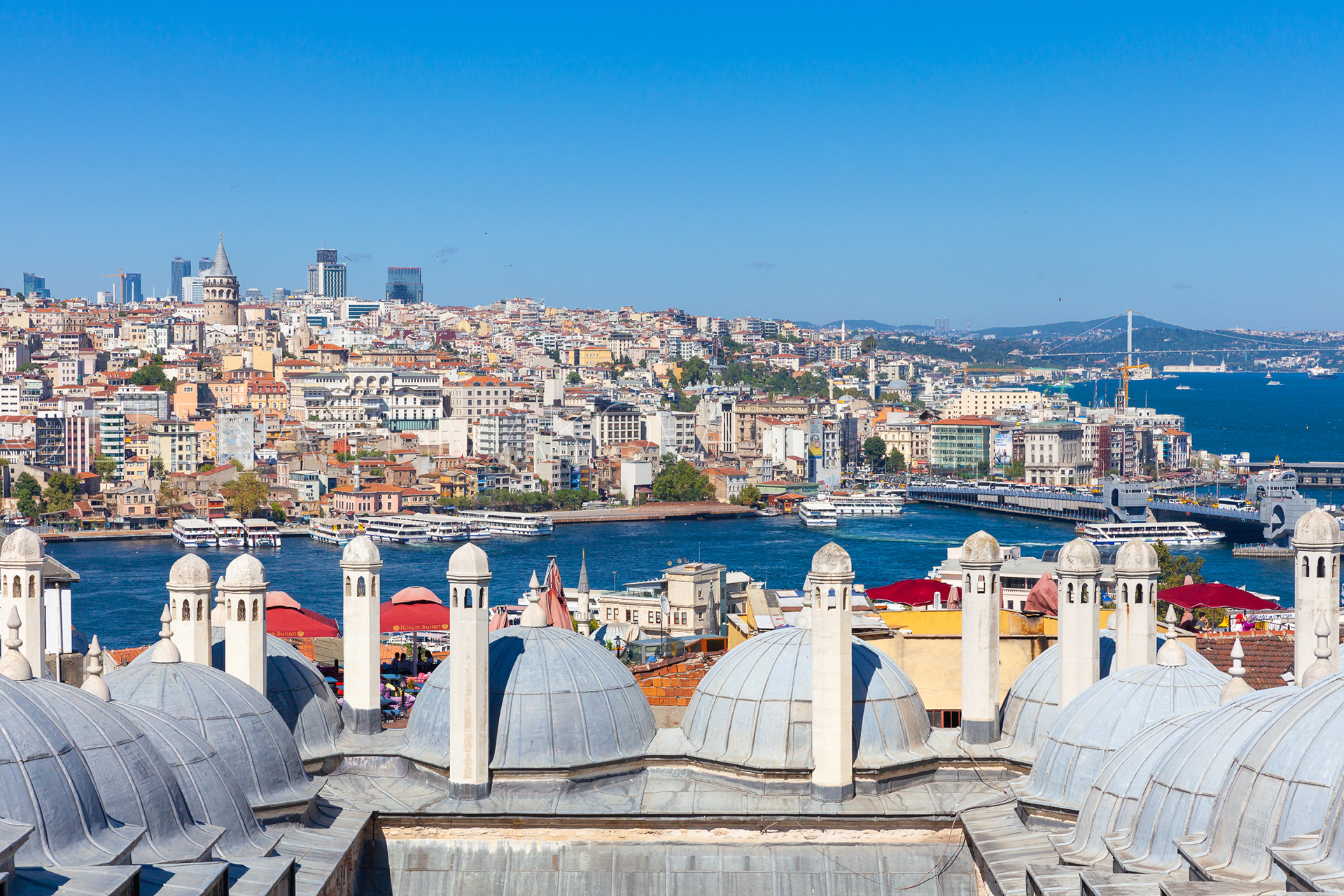 The scenic view over Istanbul city and Bosphorus strait, Turkey