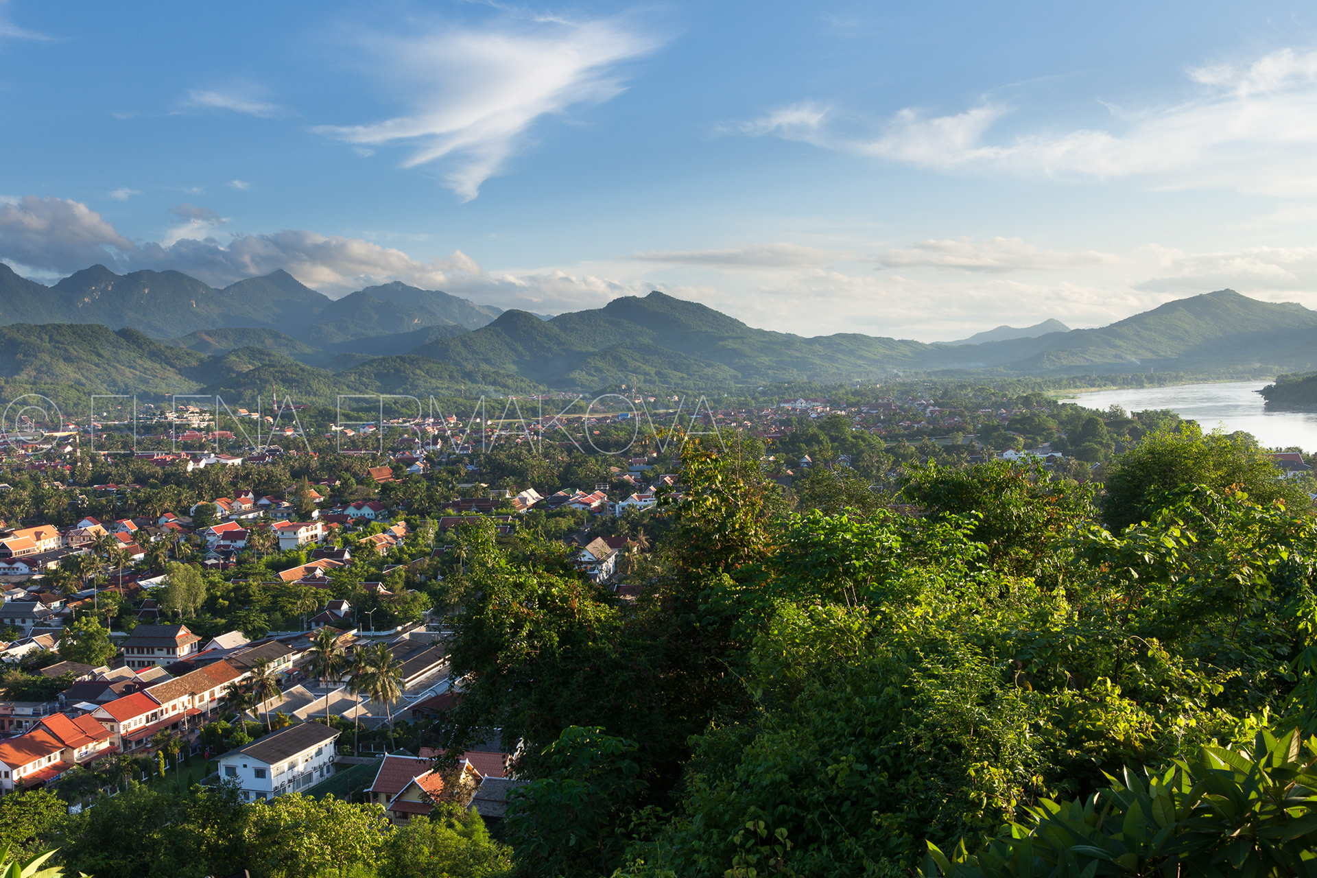 Sunset view of Lunag Prabang from Mount Phou Si, Laos