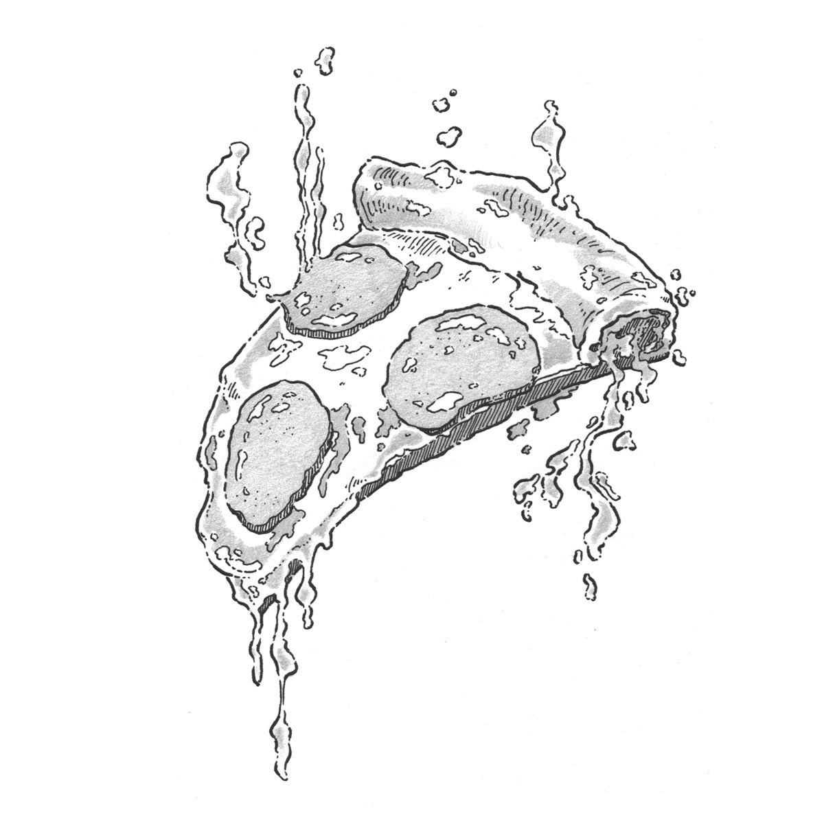 pizza illustration, analog illustration