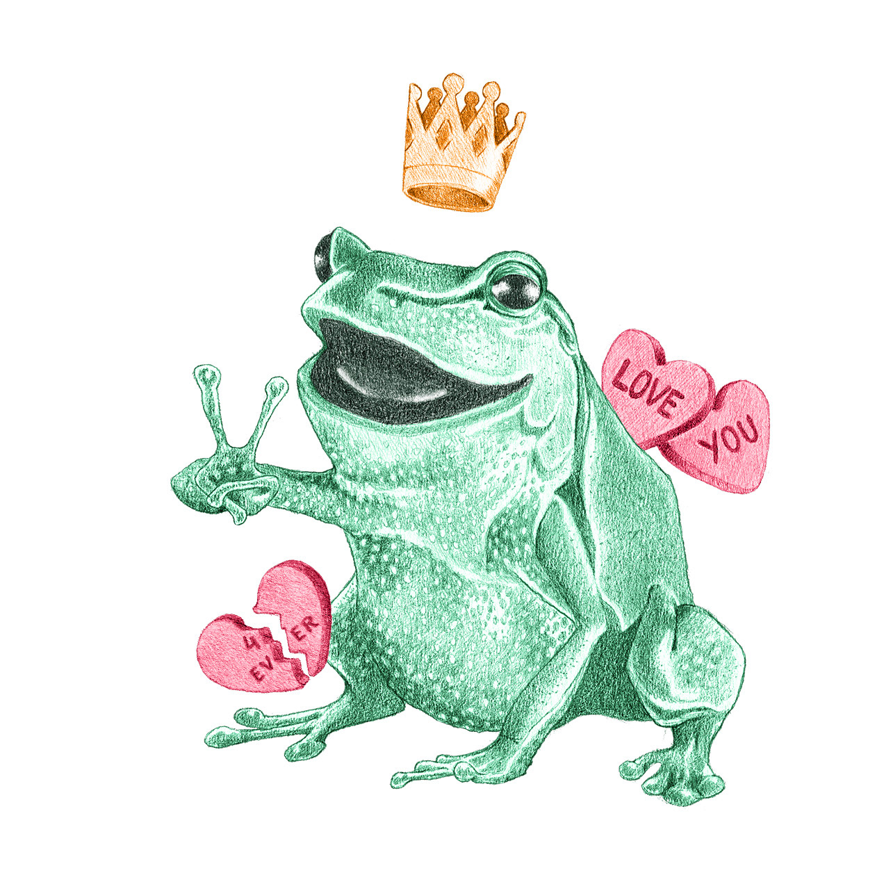 Froschkönig illustration, frog king illustration, colored pencil illustration