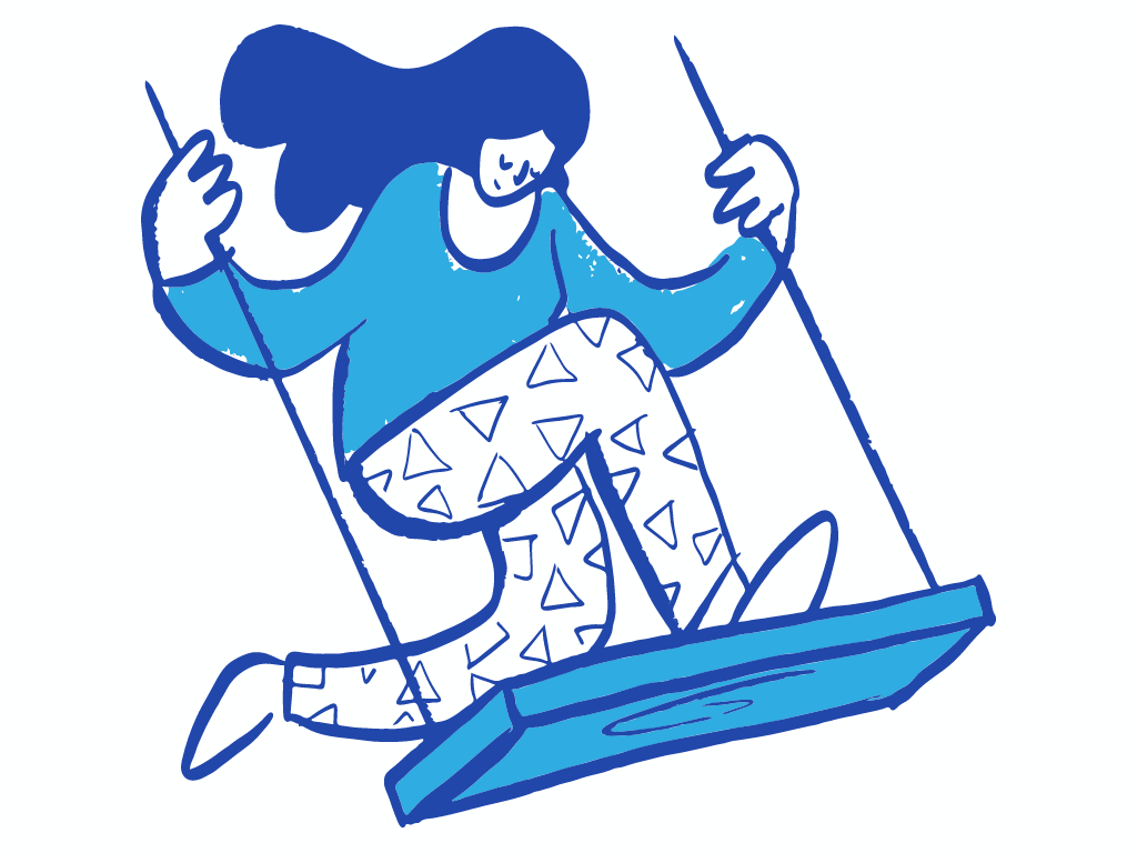 Illustration of a woman on a swing (opendoodles.com)