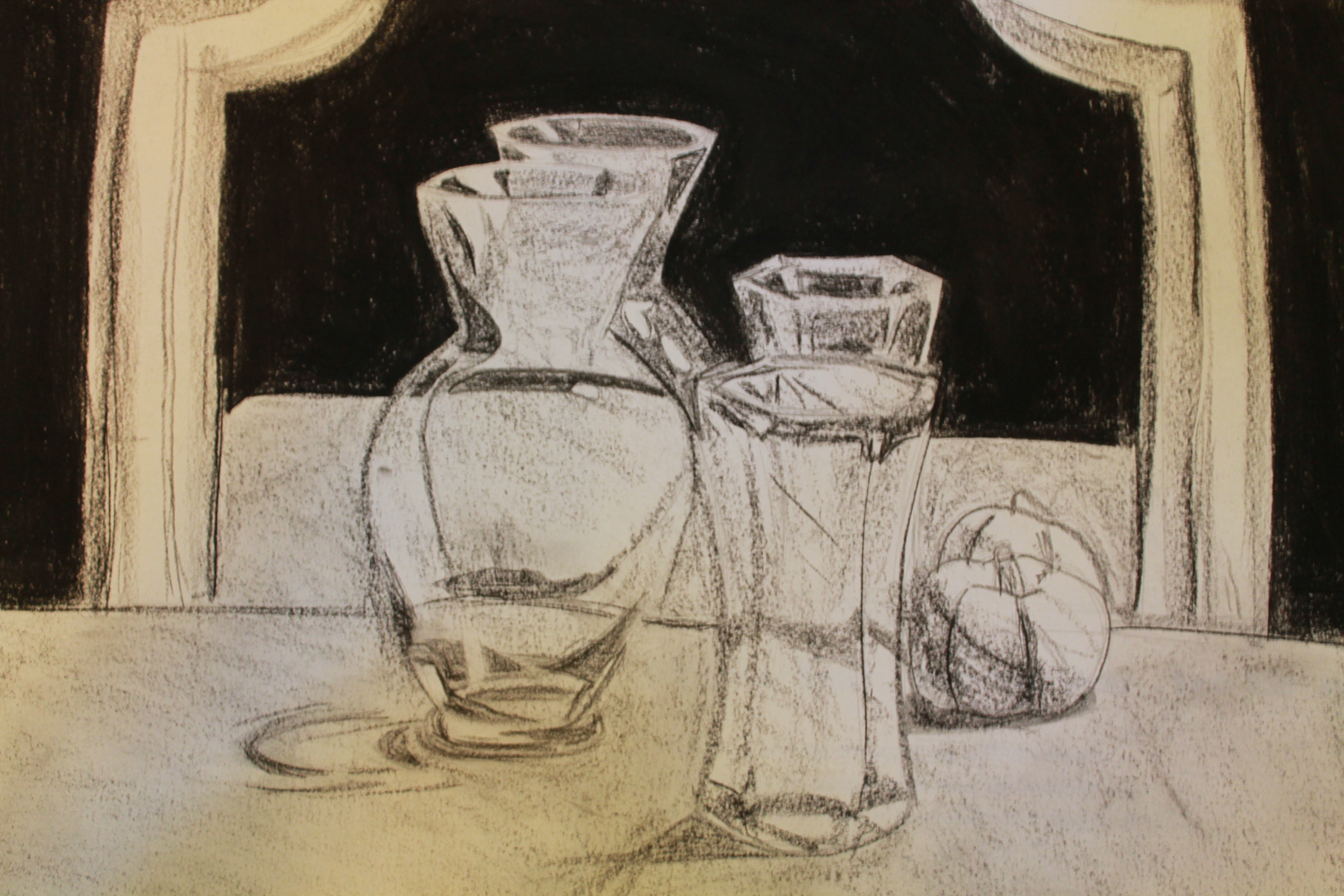 Glass Object Still Life White Charcoal drawingE2C8BECCB412 - Create Art  with ME