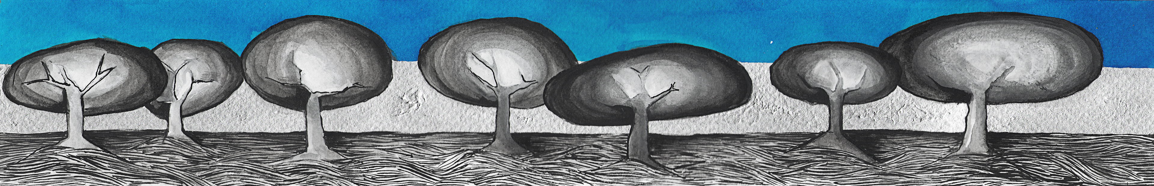 Bosque noche - 5,5 x 33 cm - Tintas y gouaches sobre papel - 25€